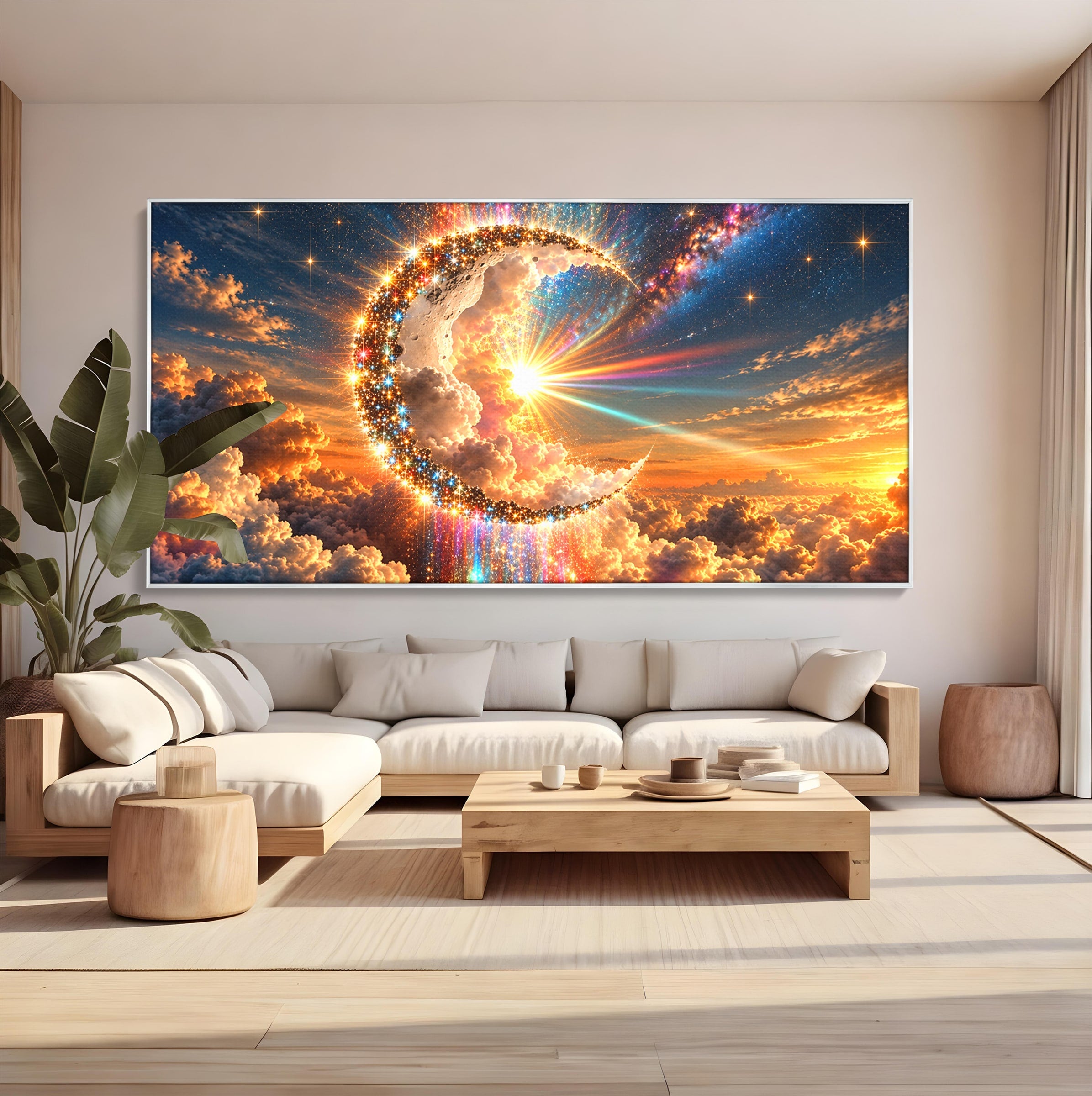 Tablou Canvas Premium LuxCanva® U1209, Luna Magica, Stele, Univers, Fantezie, Luna, Living, Culori Vibrante