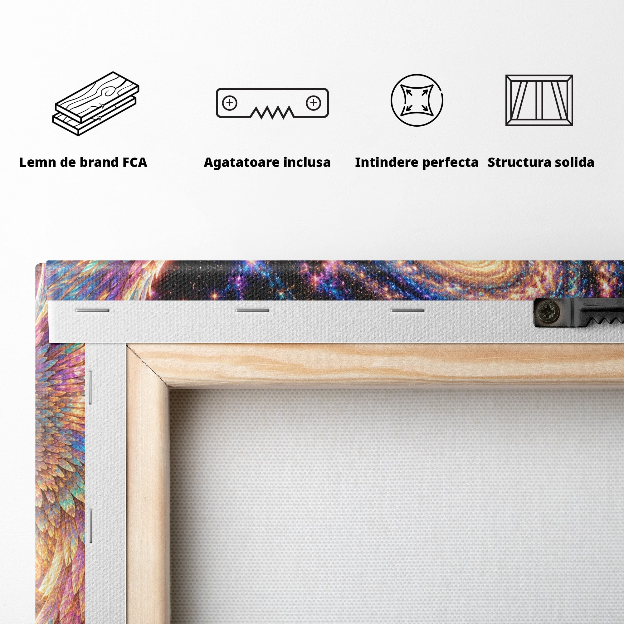 Tablou Canvas Premium LuxCanva® U1210, Ingerul Galaxiei, Peisaj, Cer, Inger, Galaxie, Living, Culori Vibrante