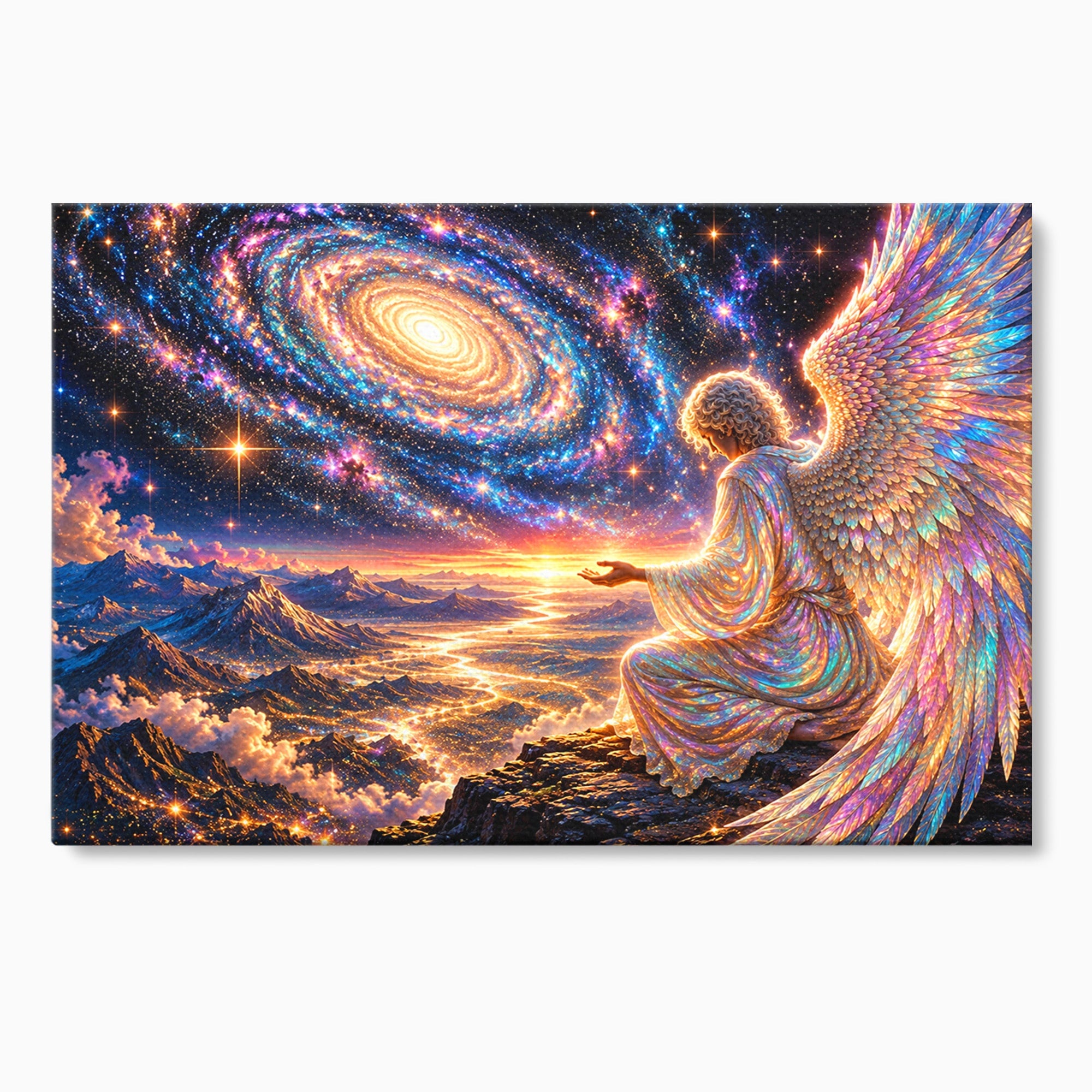 Tablou Canvas Premium LuxCanva® U1210, Ingerul Galaxiei, Peisaj, Cer, Inger, Galaxie, Living, Culori Vibrante