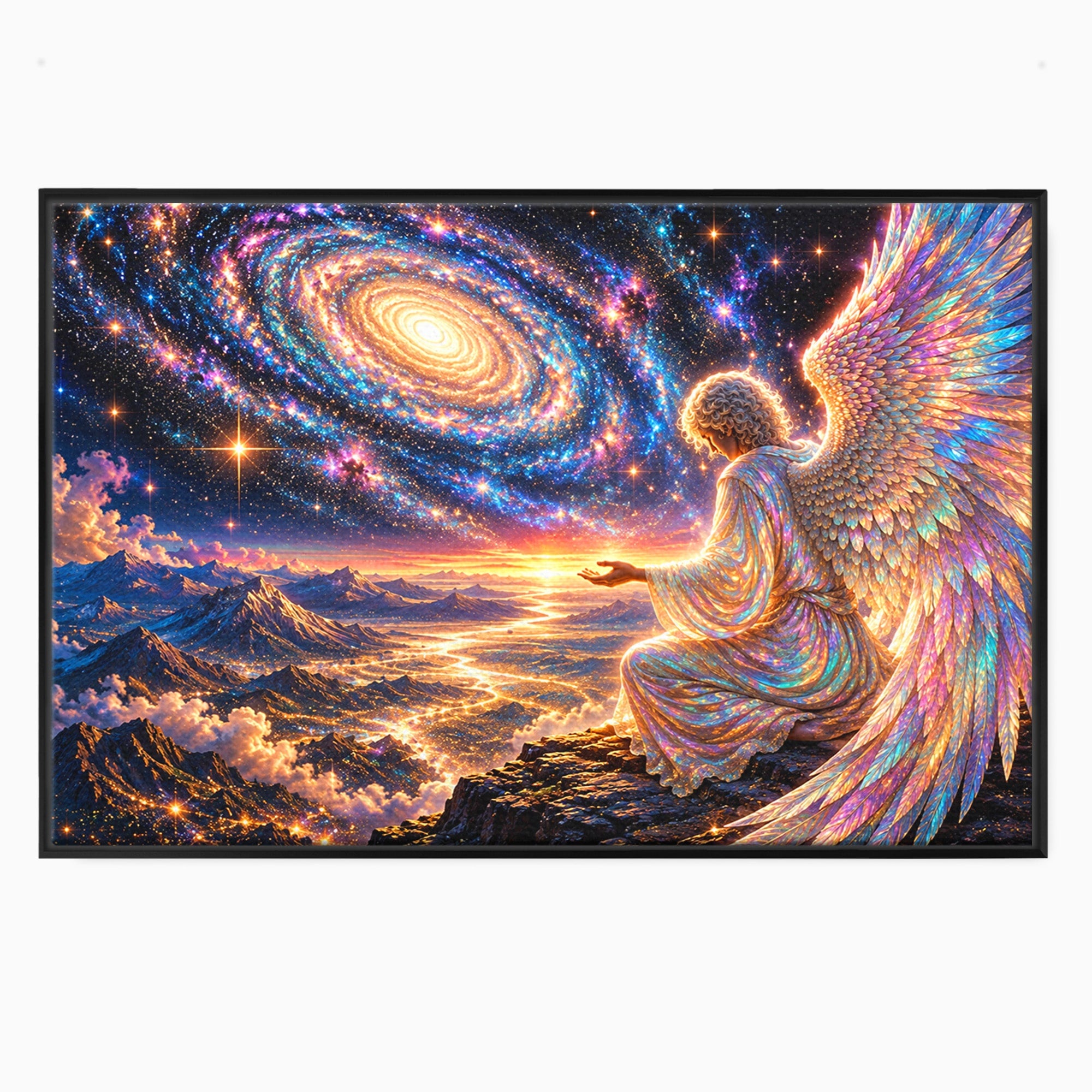 Tablou Canvas Premium LuxCanva® U1210, Ingerul Galaxiei, Peisaj, Cer, Inger, Galaxie, Living, Culori Vibrante