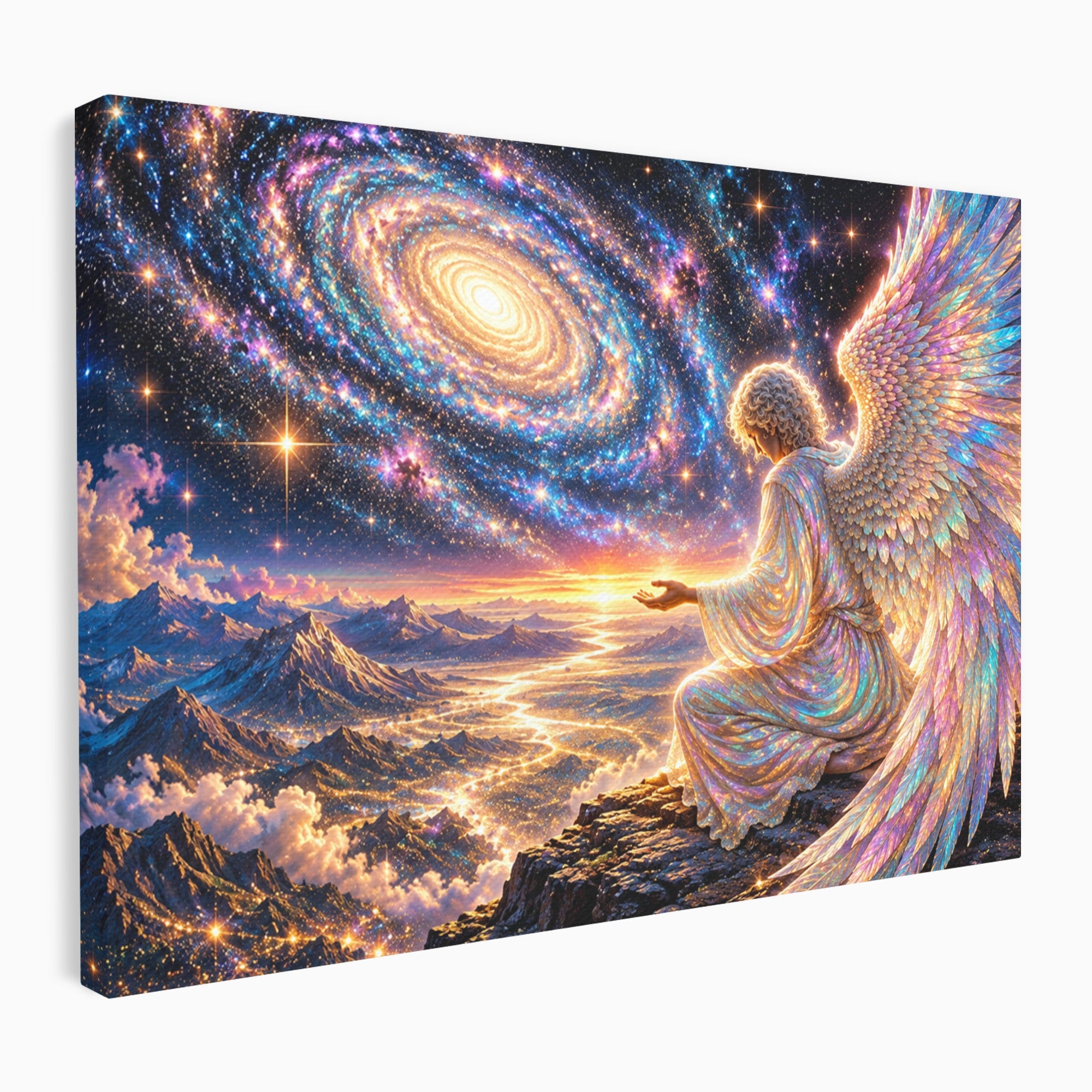 Tablou Canvas Premium LuxCanva® U1210, Ingerul Galaxiei, Peisaj, Cer, Inger, Galaxie, Living, Culori Vibrante