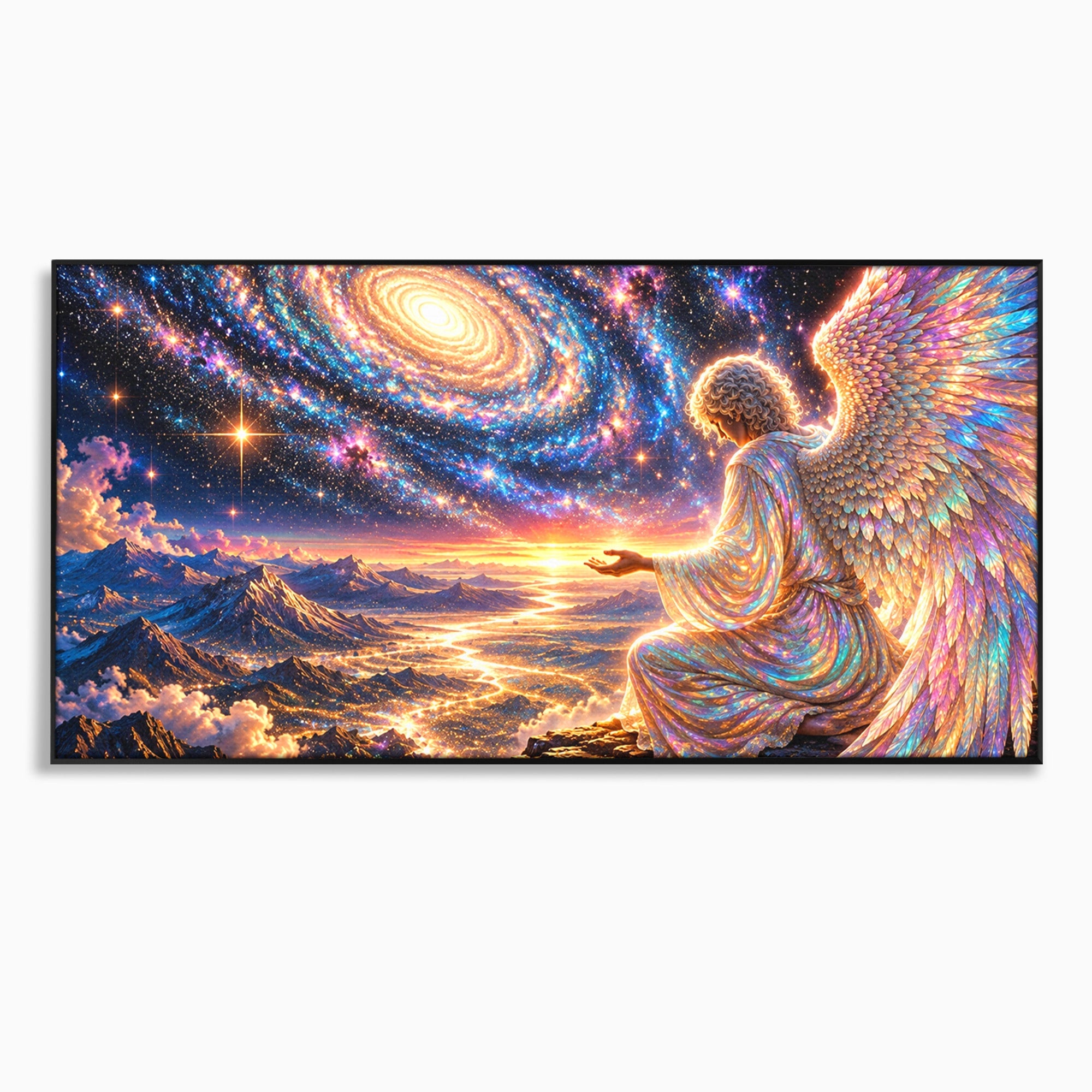 Tablou Canvas Premium LuxCanva® U1210, Ingerul Galaxiei, Peisaj, Cer, Inger, Galaxie, Living, Culori Vibrante