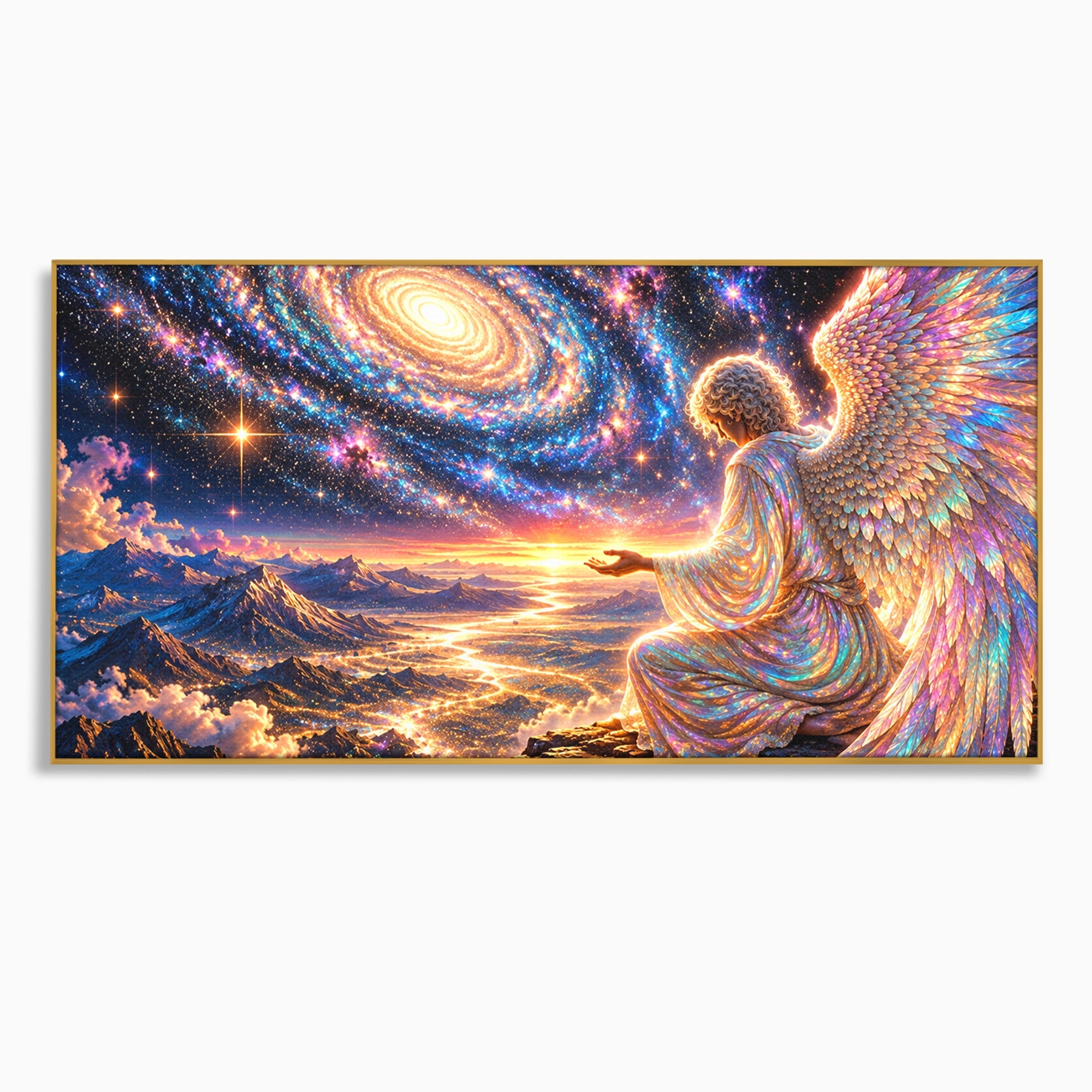 Tablou Canvas Premium LuxCanva® U1210, Ingerul Galaxiei, Peisaj, Cer, Inger, Galaxie, Living, Culori Vibrante