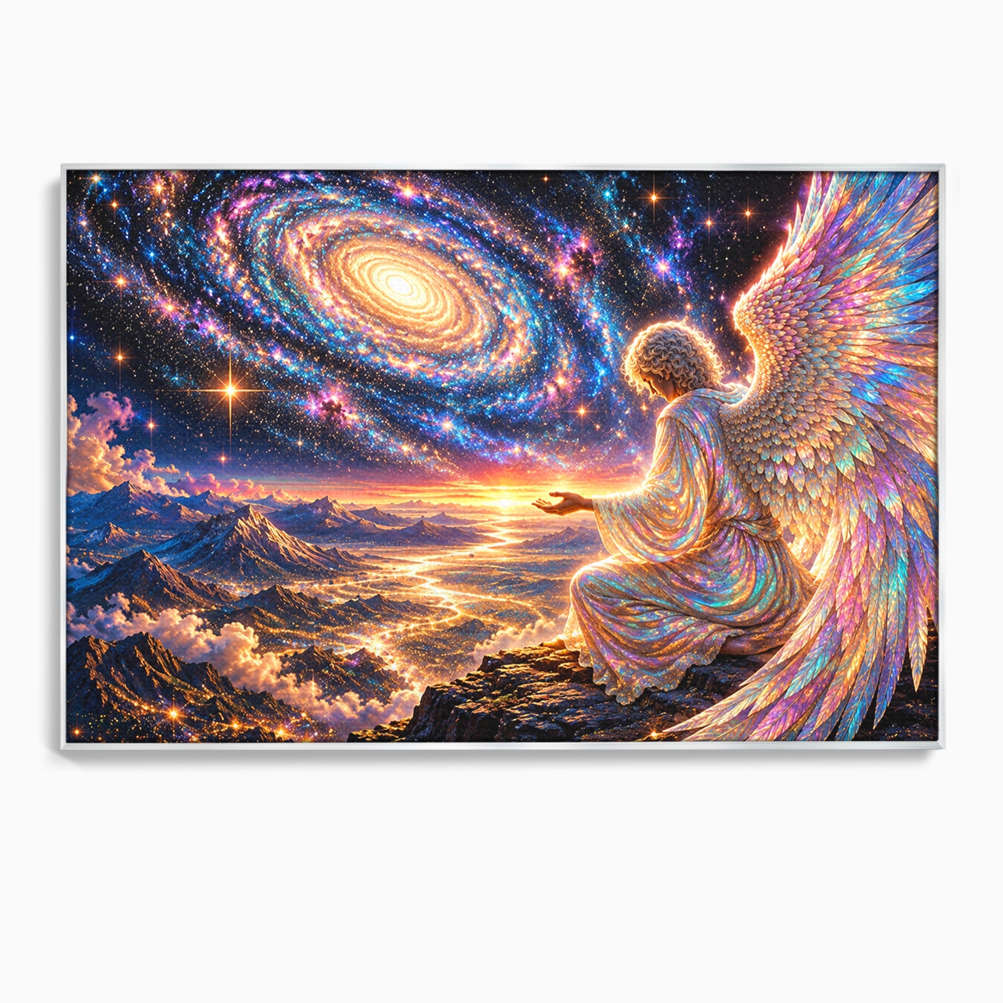 Tablou Canvas Premium LuxCanva® U1210, Ingerul Galaxiei, Peisaj, Cer, Inger, Galaxie, Living, Culori Vibrante
