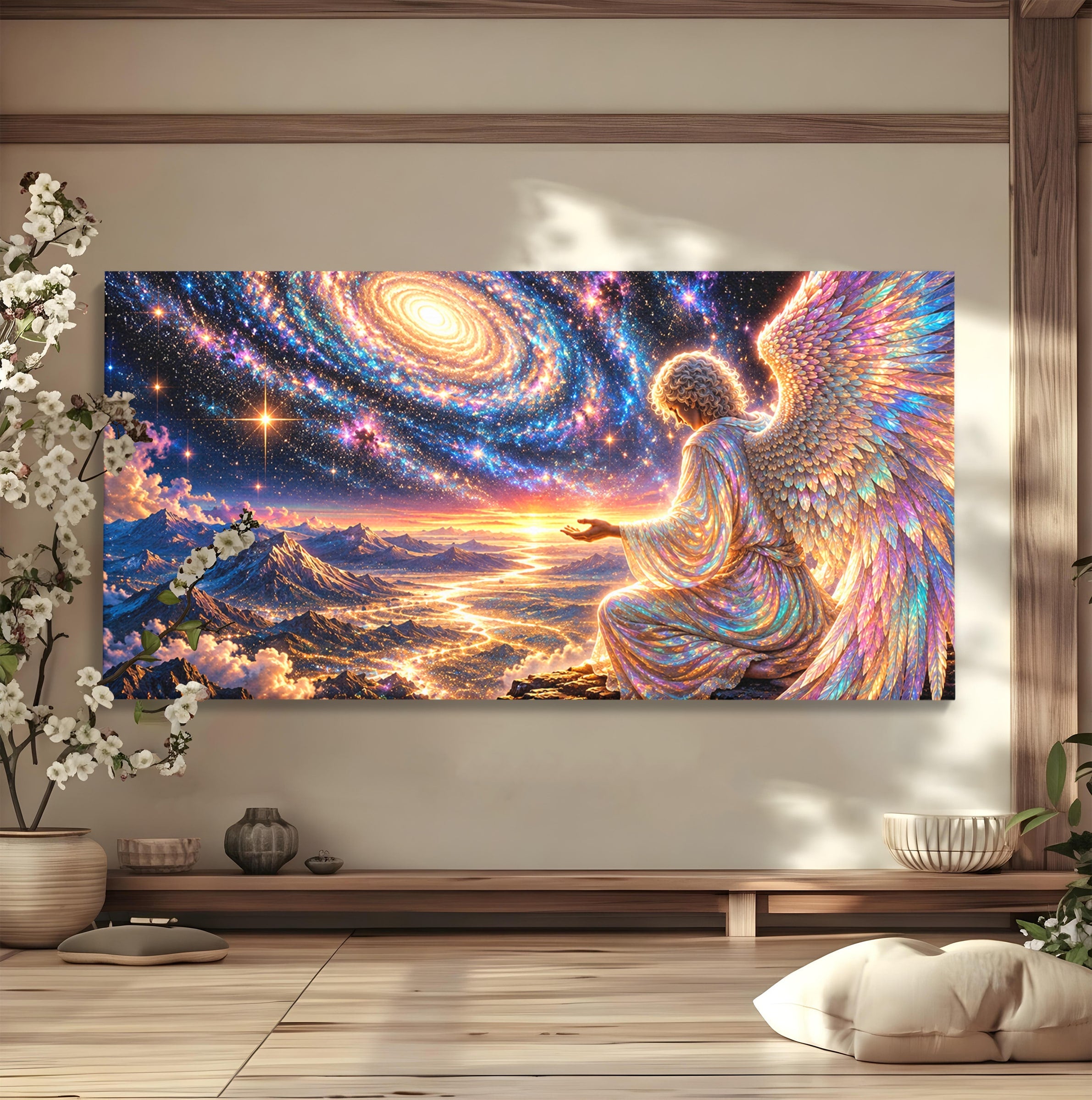 Tablou Canvas Premium LuxCanva® U1210, Ingerul Galaxiei, Peisaj, Cer, Inger, Galaxie, Living, Culori Vibrante