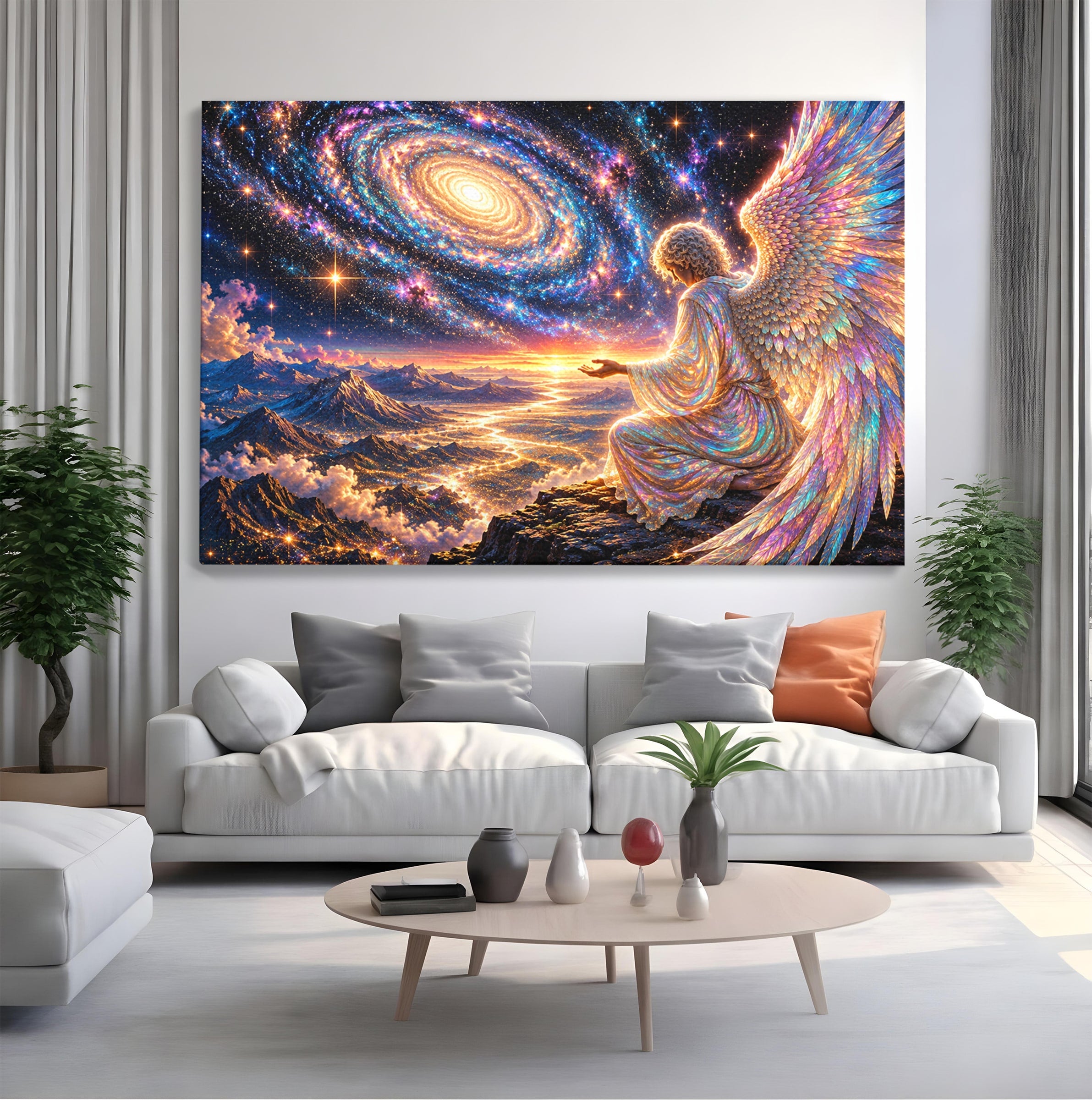 Tablou Canvas Premium LuxCanva® U1210, Ingerul Galaxiei, Peisaj, Cer, Inger, Galaxie, Living, Culori Vibrante