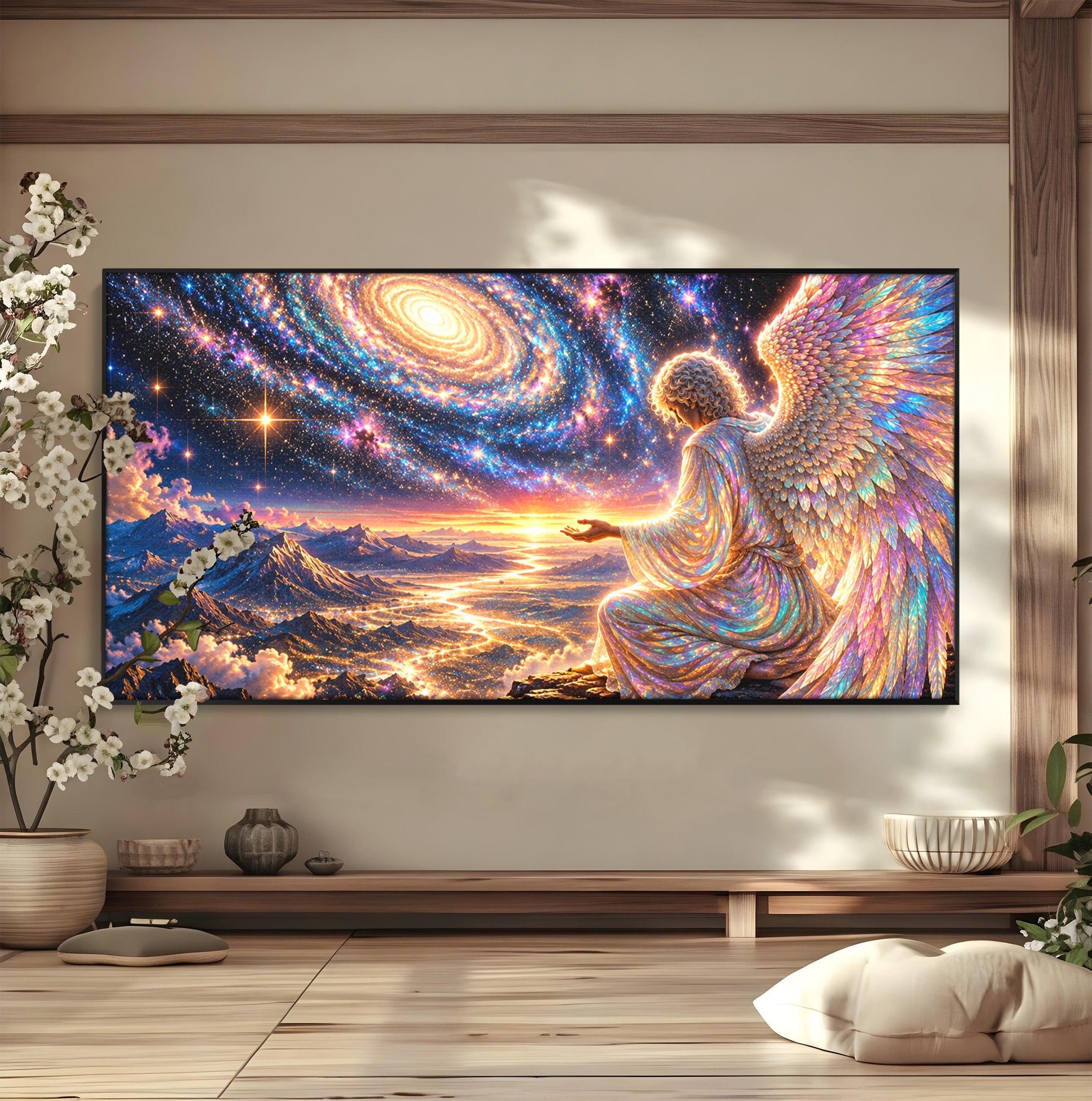 Tablou Canvas Premium LuxCanva® U1210, Ingerul Galaxiei, Peisaj, Cer, Inger, Galaxie, Living, Culori Vibrante