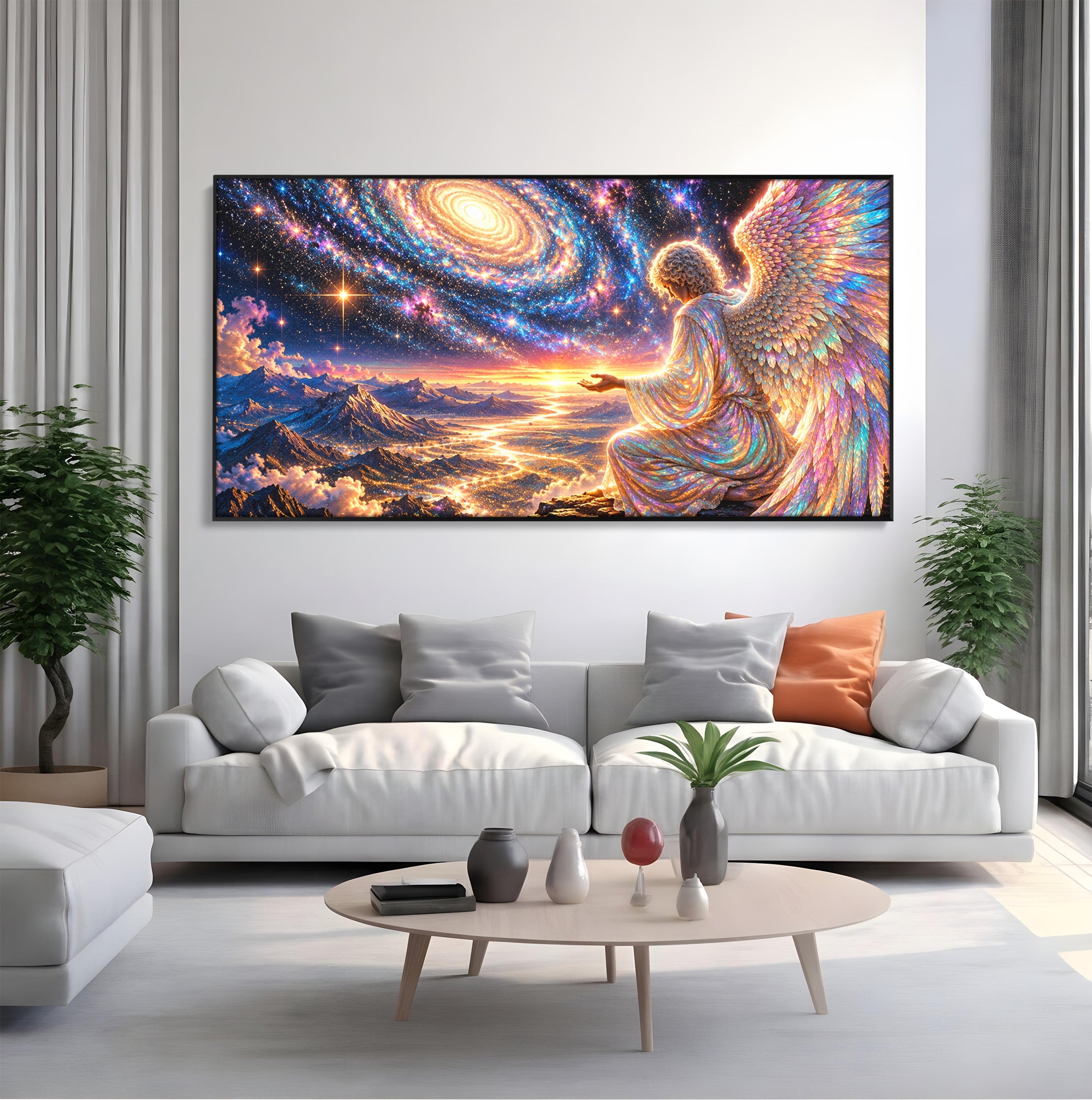 Tablou Canvas Premium LuxCanva® U1210, Ingerul Galaxiei, Peisaj, Cer, Inger, Galaxie, Living, Culori Vibrante