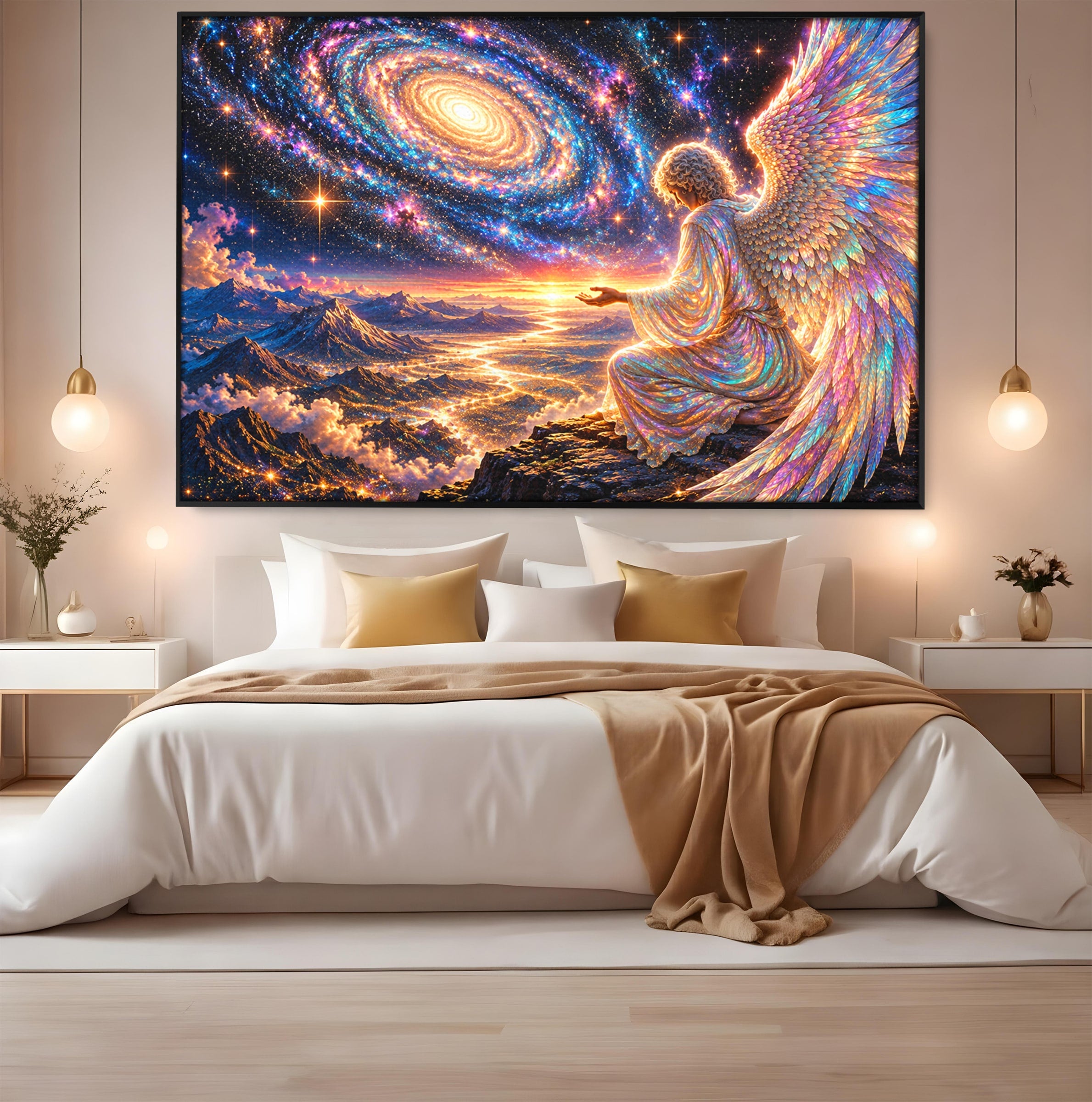 Tablou Canvas Premium LuxCanva® U1210, Ingerul Galaxiei, Peisaj, Cer, Inger, Galaxie, Living, Culori Vibrante