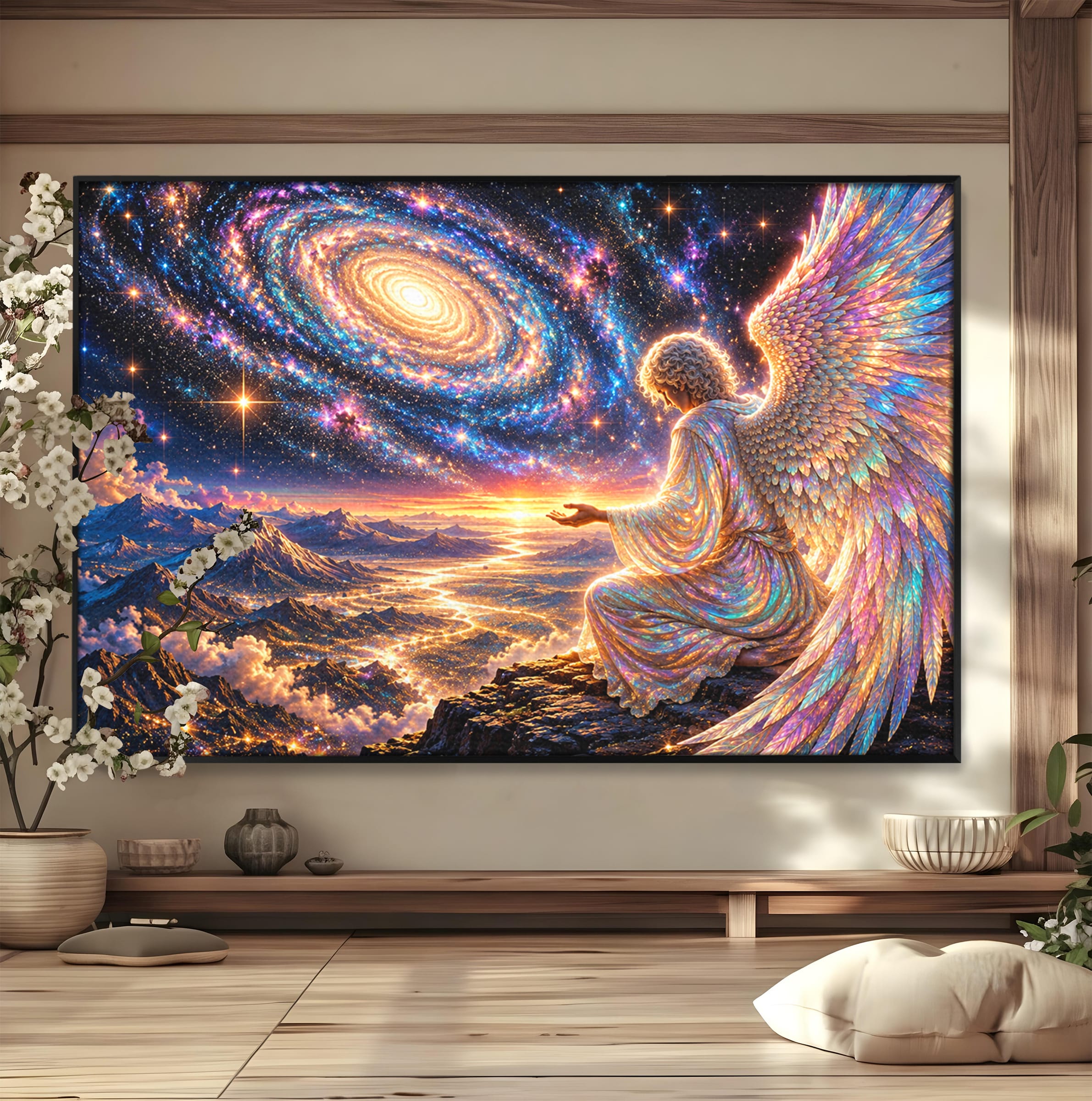 Tablou Canvas Premium LuxCanva® U1210, Ingerul Galaxiei, Peisaj, Cer, Inger, Galaxie, Living, Culori Vibrante