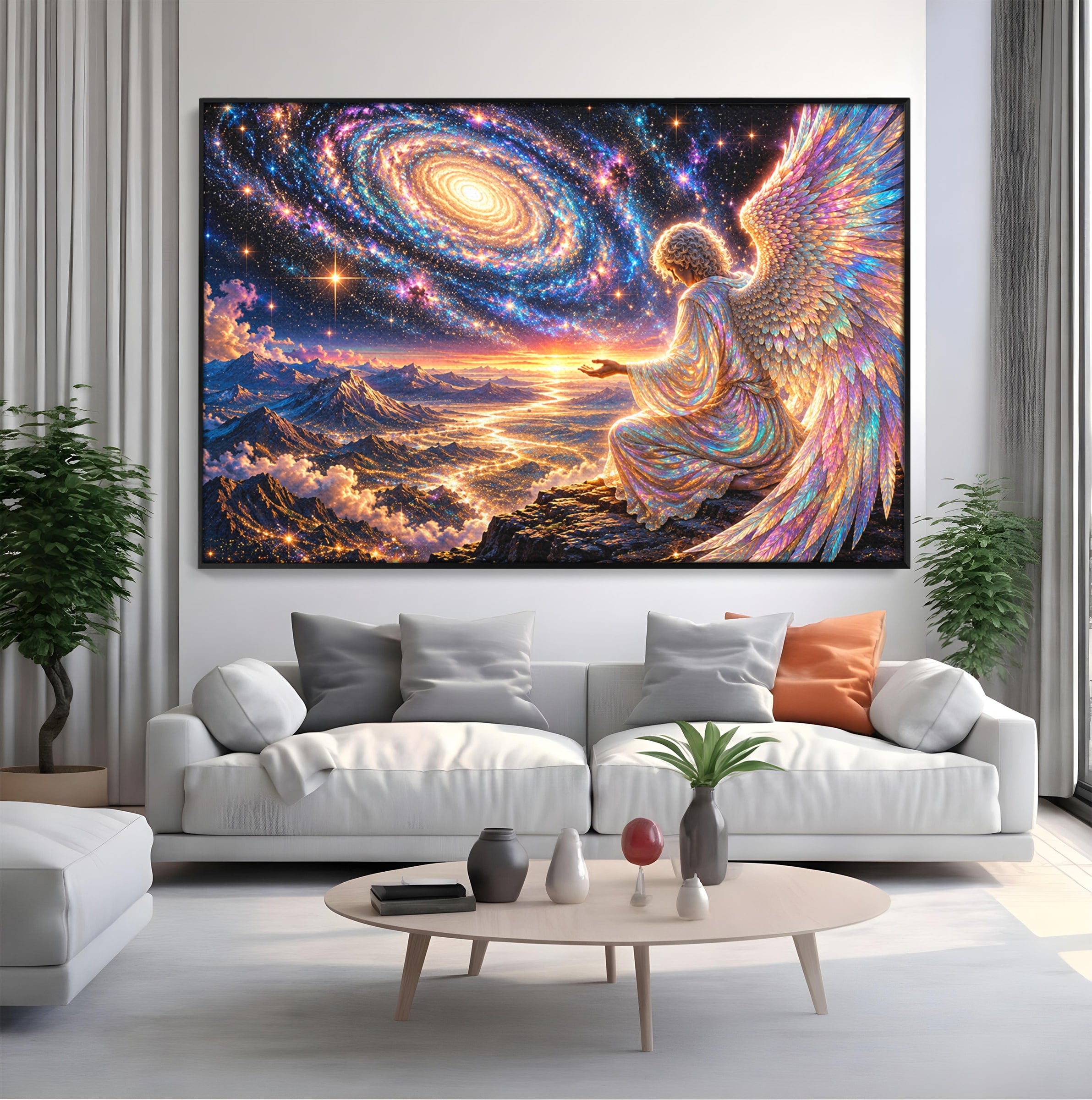 Tablou Canvas Premium LuxCanva® U1210, Ingerul Galaxiei, Peisaj, Cer, Inger, Galaxie, Living, Culori Vibrante