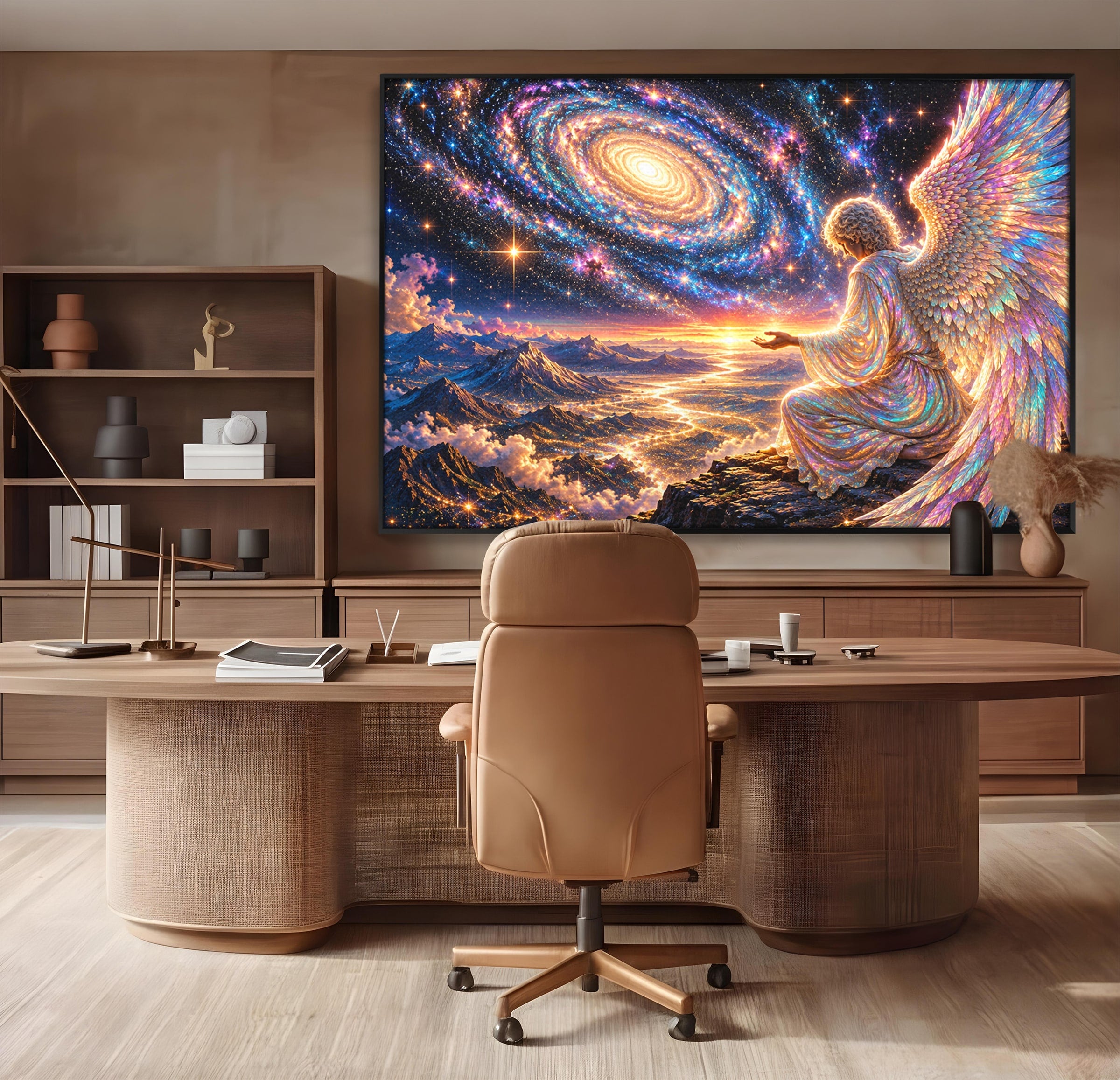 Tablou Canvas Premium LuxCanva® U1210, Ingerul Galaxiei, Peisaj, Cer, Inger, Galaxie, Living, Culori Vibrante