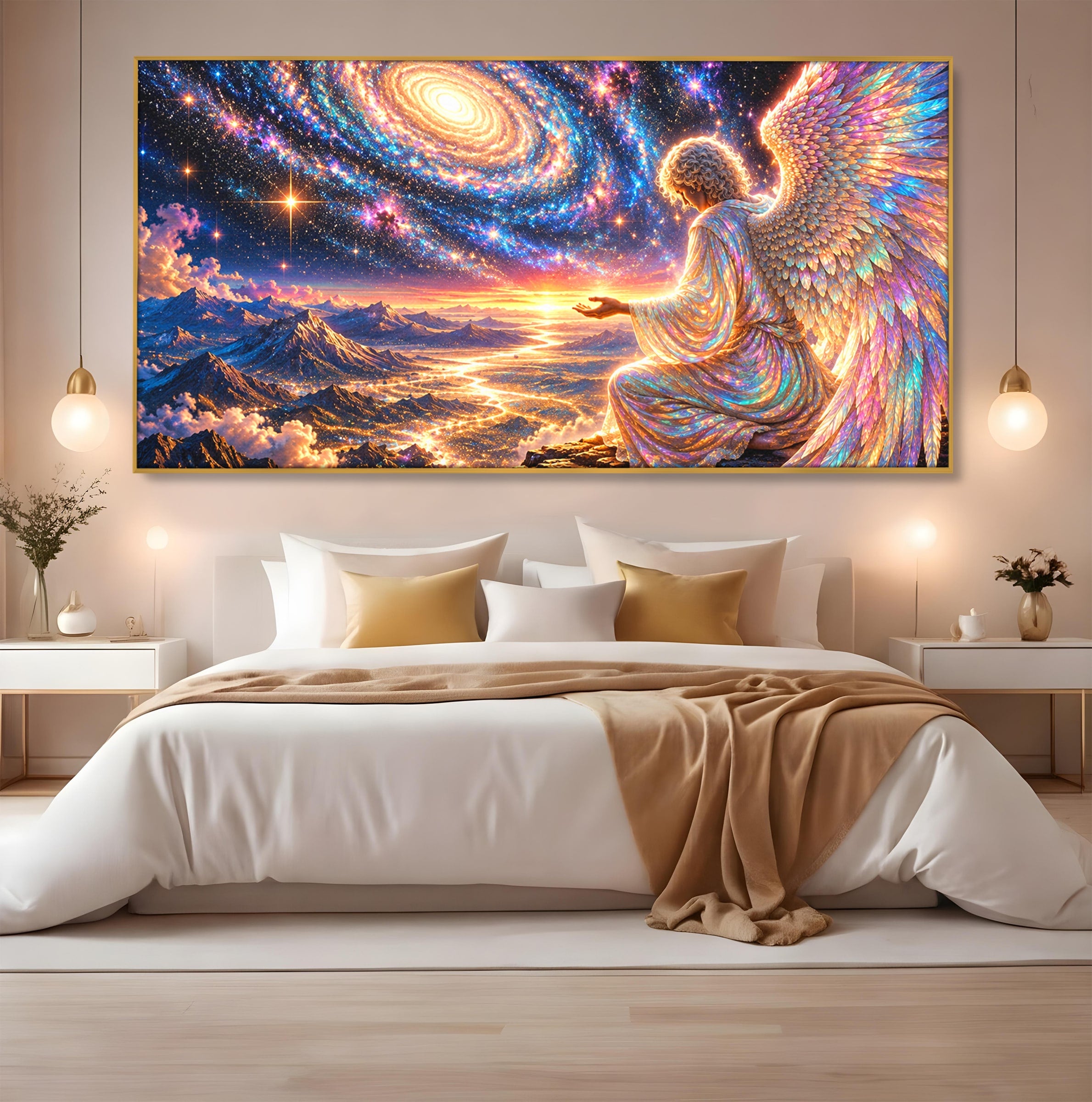 Tablou Canvas Premium LuxCanva® U1210, Ingerul Galaxiei, Peisaj, Cer, Inger, Galaxie, Living, Culori Vibrante