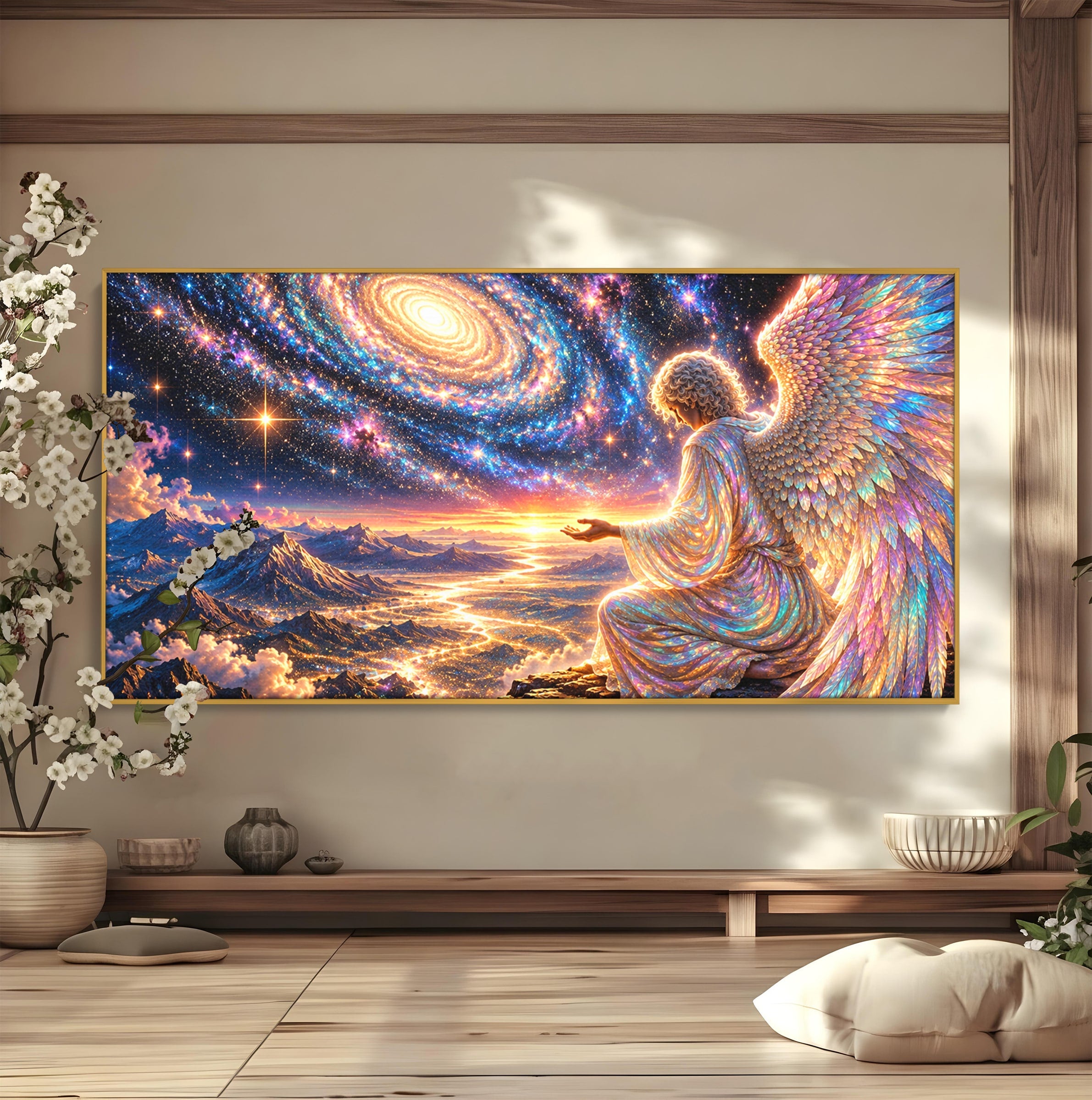 Tablou Canvas Premium LuxCanva® U1210, Ingerul Galaxiei, Peisaj, Cer, Inger, Galaxie, Living, Culori Vibrante