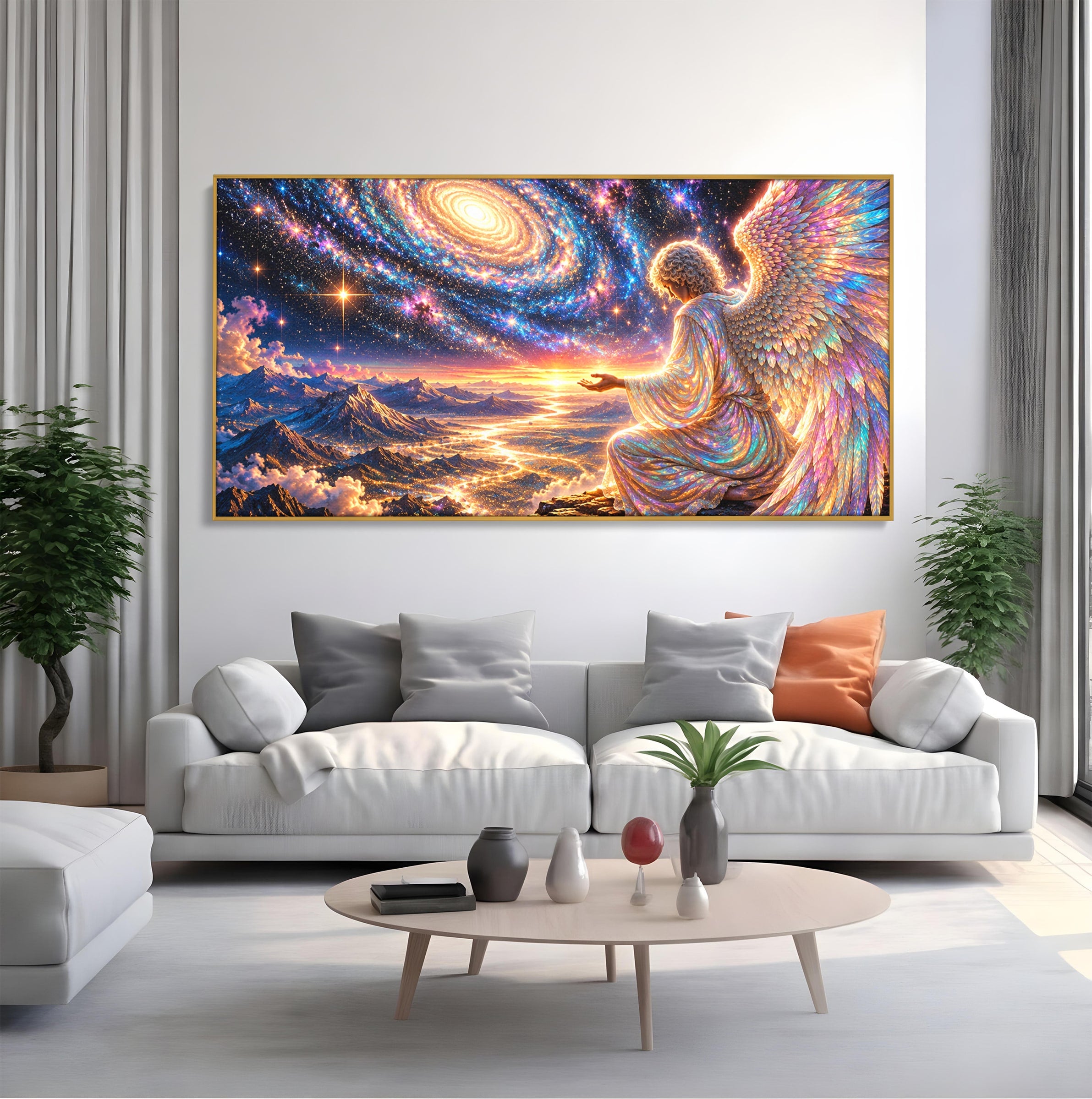 Tablou Canvas Premium LuxCanva® U1210, Ingerul Galaxiei, Peisaj, Cer, Inger, Galaxie, Living, Culori Vibrante