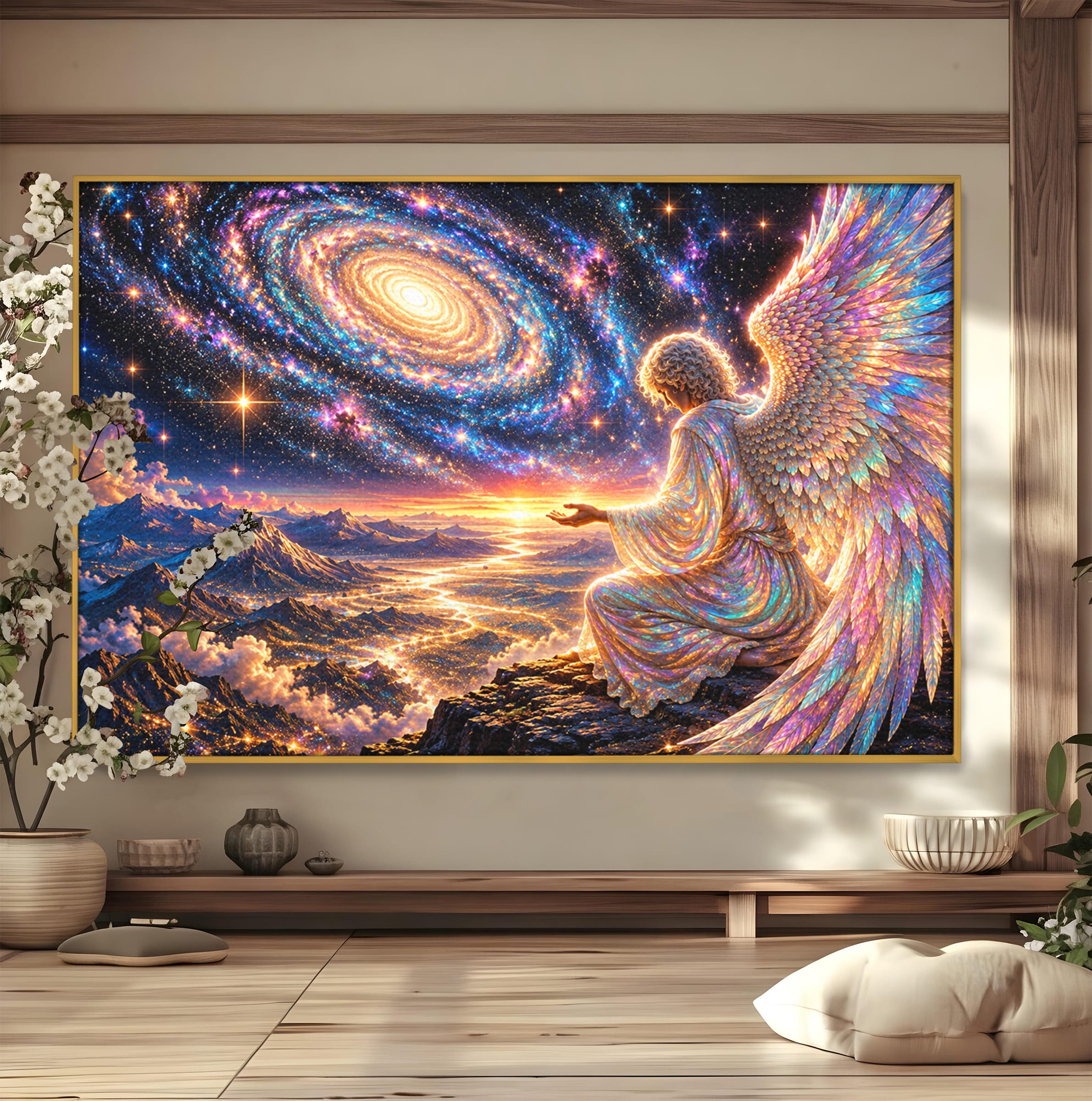 Tablou Canvas Premium LuxCanva® U1210, Ingerul Galaxiei, Peisaj, Cer, Inger, Galaxie, Living, Culori Vibrante