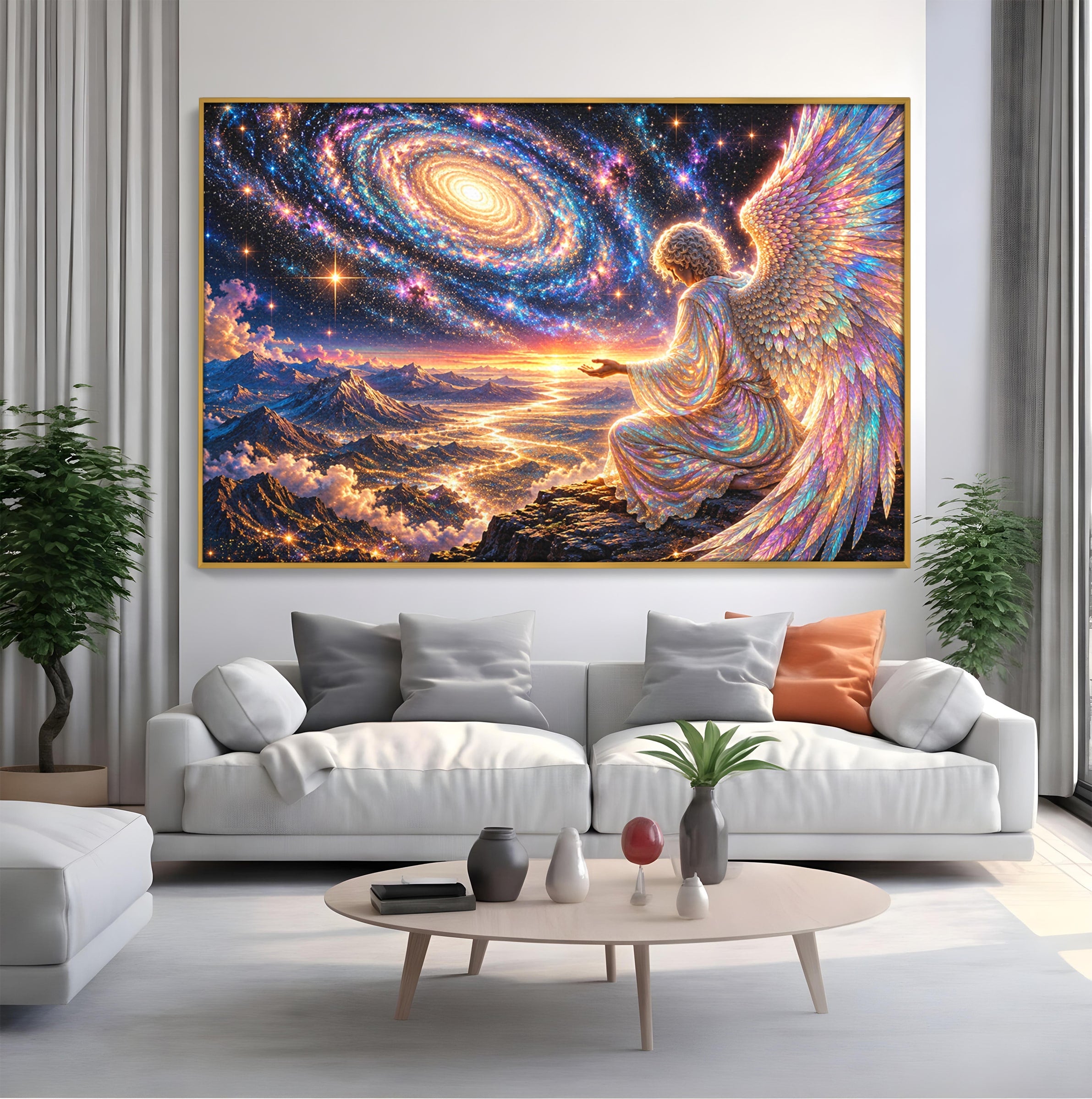 Tablou Canvas Premium LuxCanva® U1210, Ingerul Galaxiei, Peisaj, Cer, Inger, Galaxie, Living, Culori Vibrante