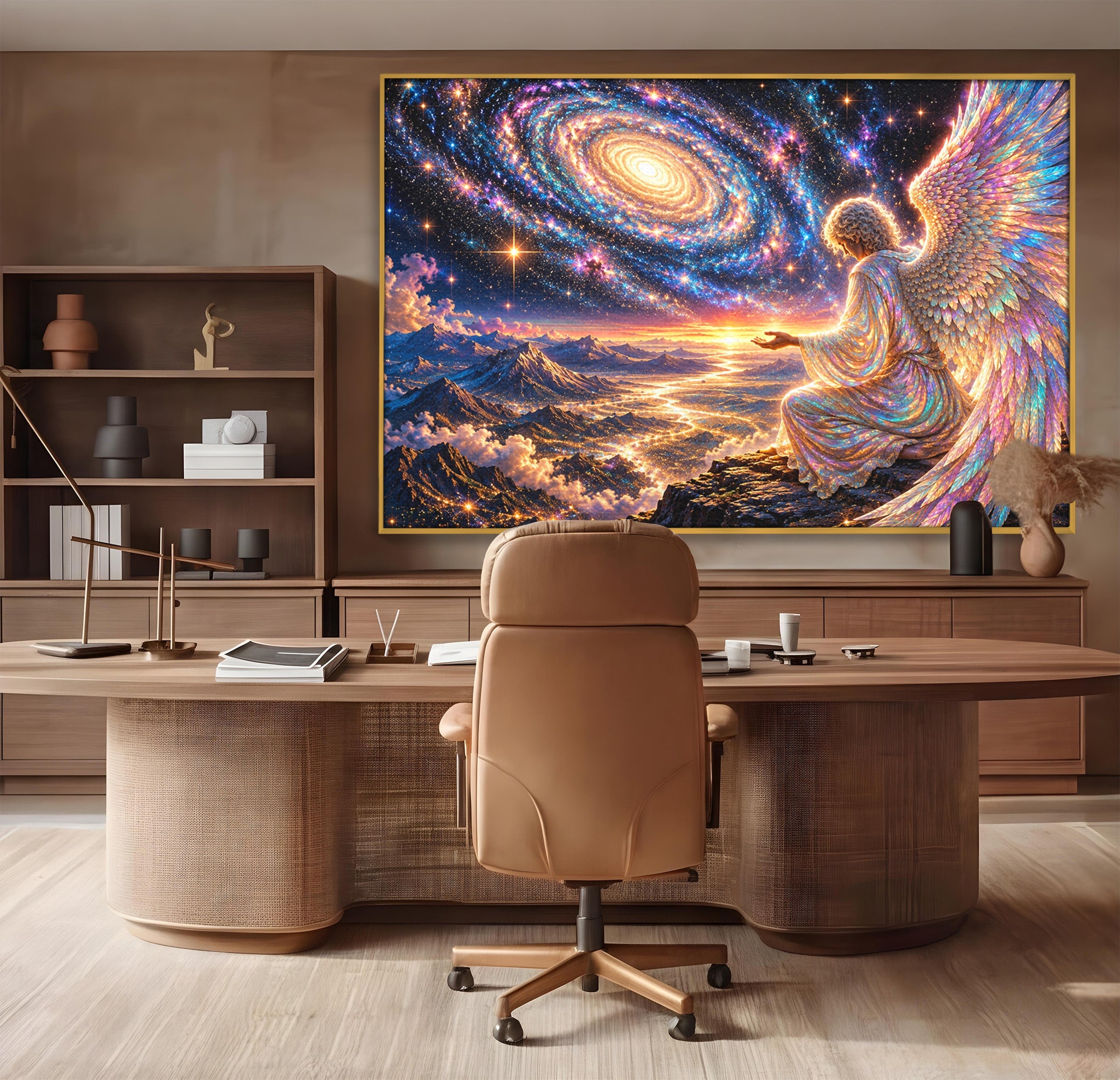 Tablou Canvas Premium LuxCanva® U1210, Ingerul Galaxiei, Peisaj, Cer, Inger, Galaxie, Living, Culori Vibrante