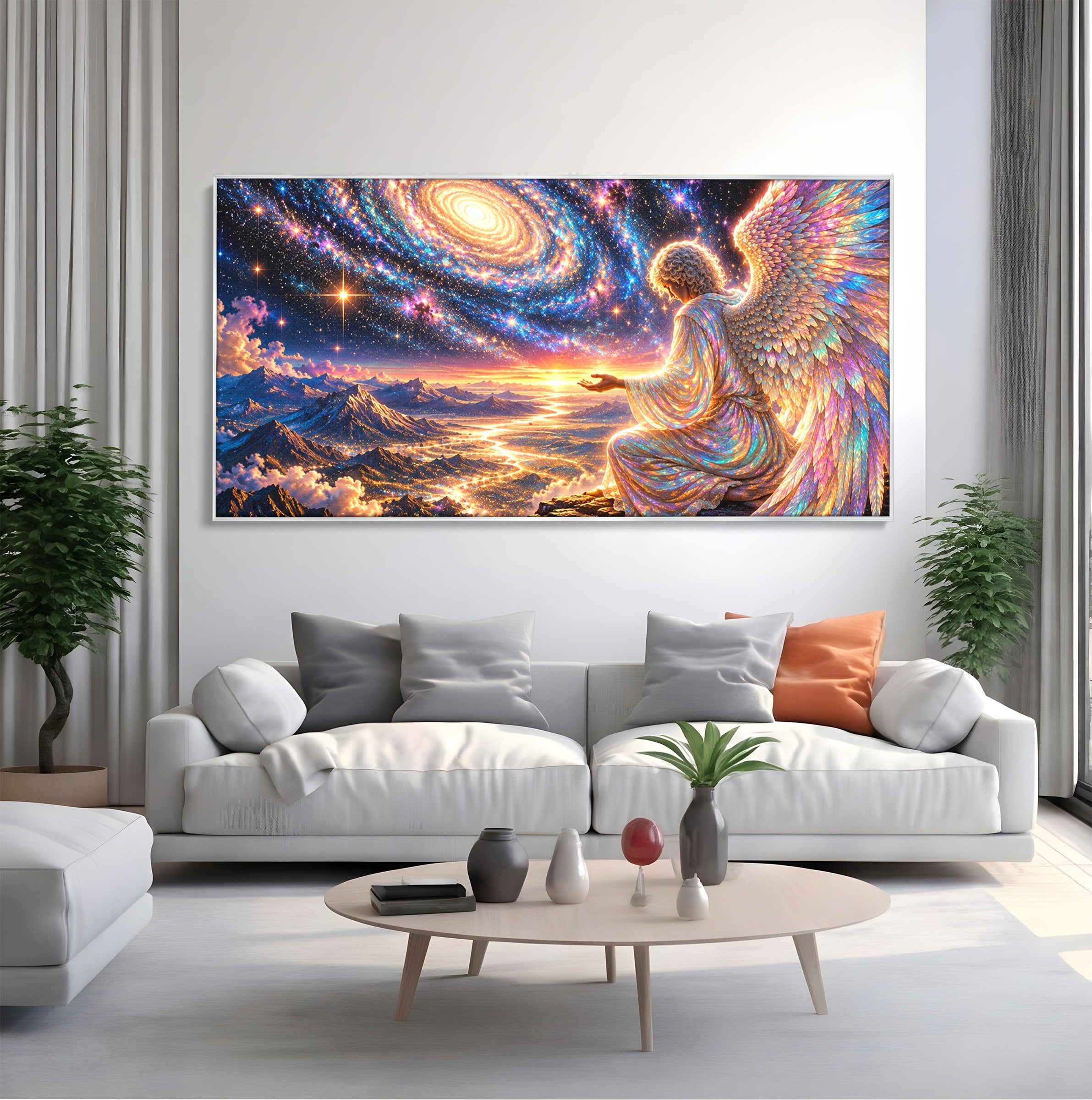 Tablou Canvas Premium LuxCanva® U1210, Ingerul Galaxiei, Peisaj, Cer, Inger, Galaxie, Living, Culori Vibrante