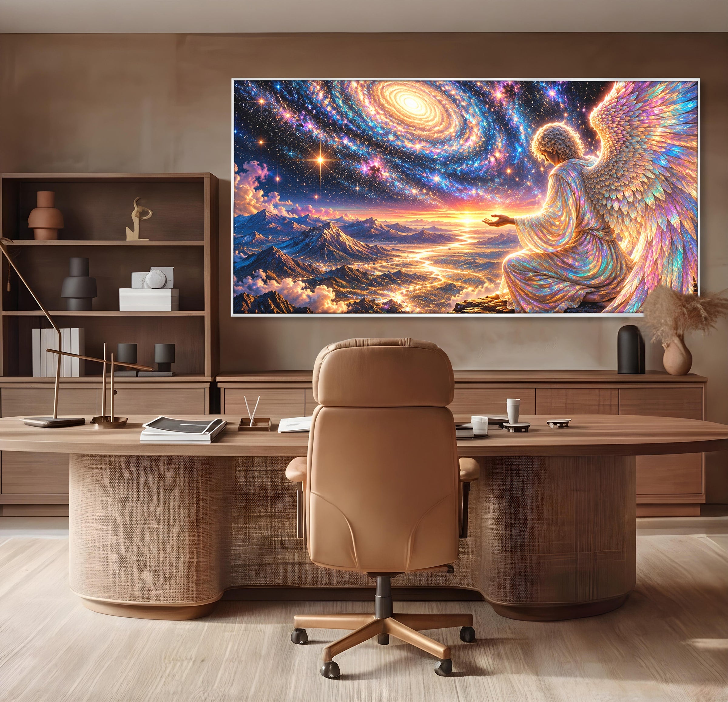 Tablou Canvas Premium LuxCanva® U1210, Ingerul Galaxiei, Peisaj, Cer, Inger, Galaxie, Living, Culori Vibrante