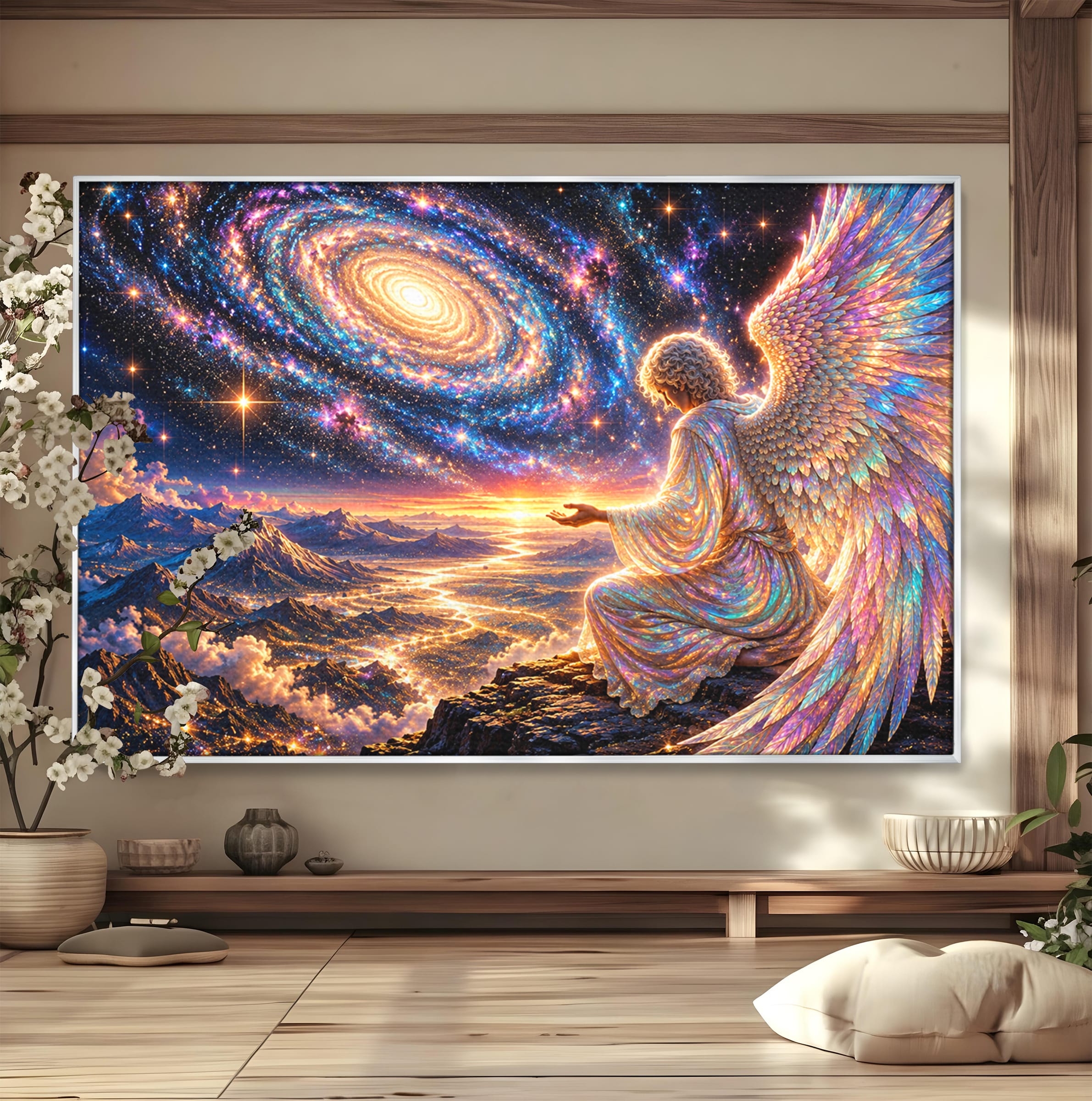 Tablou Canvas Premium LuxCanva® U1210, Ingerul Galaxiei, Peisaj, Cer, Inger, Galaxie, Living, Culori Vibrante