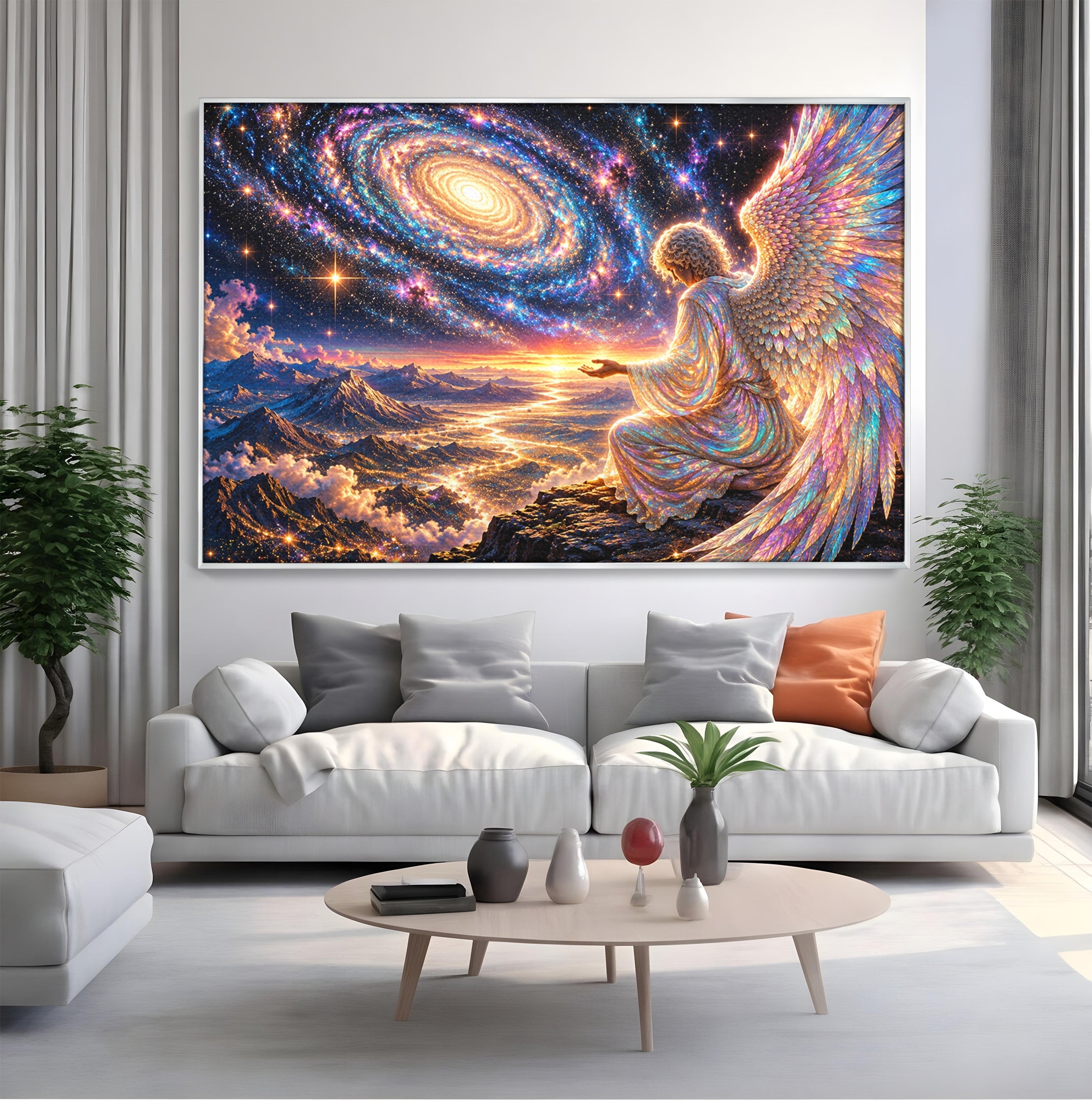 Tablou Canvas Premium LuxCanva® U1210, Ingerul Galaxiei, Peisaj, Cer, Inger, Galaxie, Living, Culori Vibrante