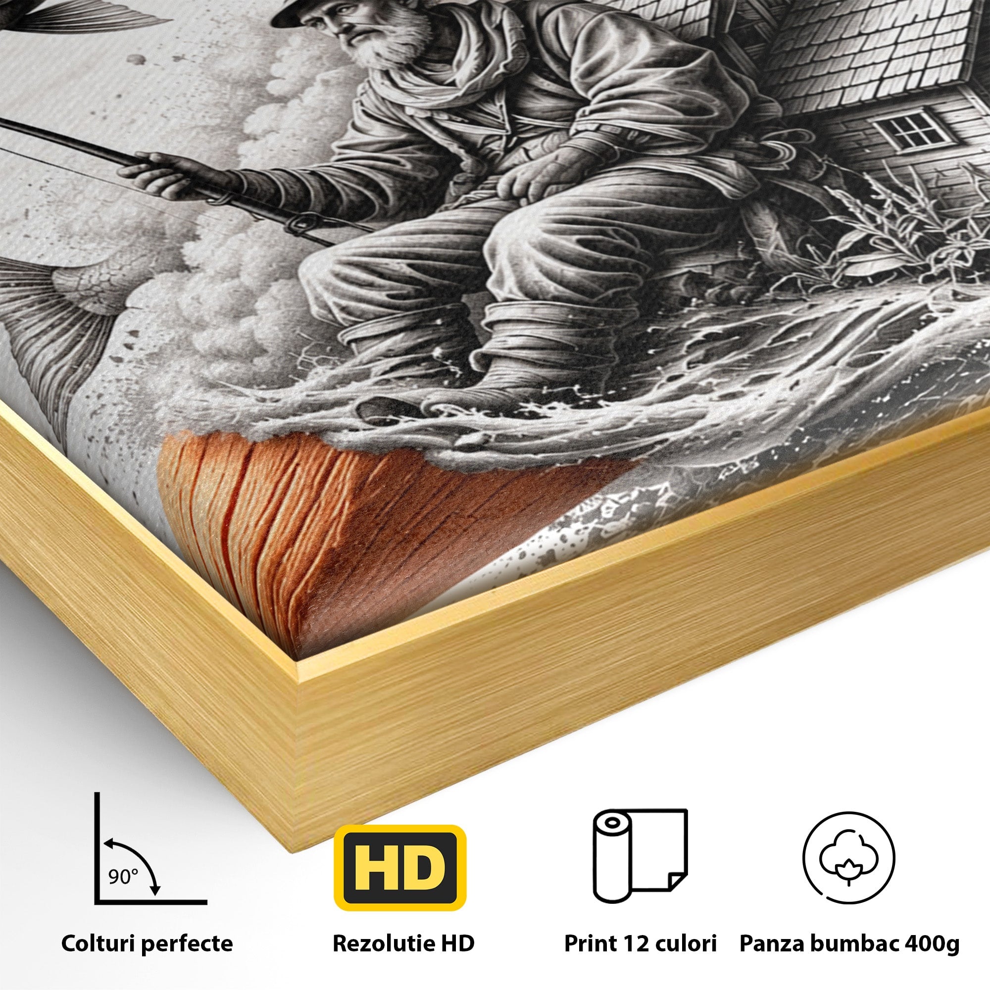 Tablou Canvas Premium LuxCanva® U1211, Pescuitul Imaginatiei, Fantezie, Creativitate, Pescar, Pescuit, Birou, Culori Vibrante