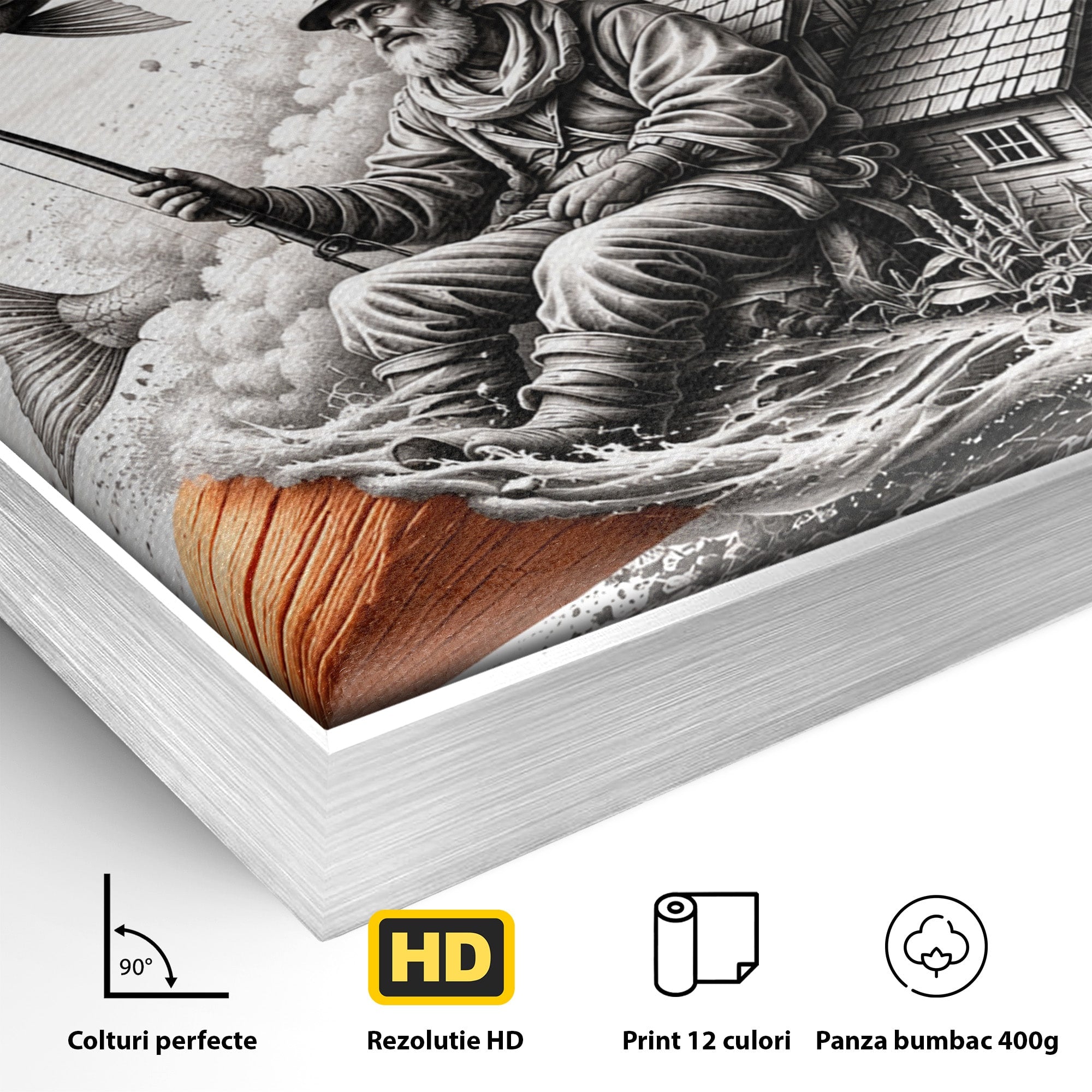 Tablou Canvas Premium LuxCanva® U1211, Pescuitul Imaginatiei, Fantezie, Creativitate, Pescar, Pescuit, Birou, Culori Vibrante