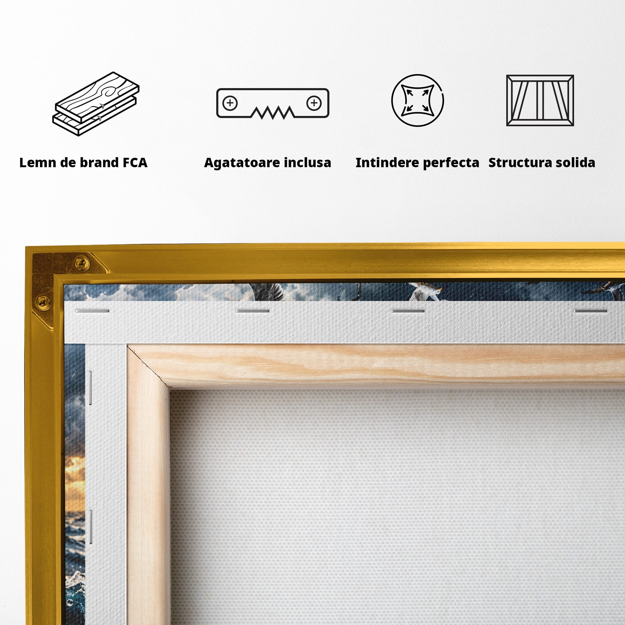 Tablou Canvas Premium LuxCanva® U1212, Furtuna In Ceasca, Mare, Pescarusi, Furtuna, Ceasca, Birou, Culori Vibrante