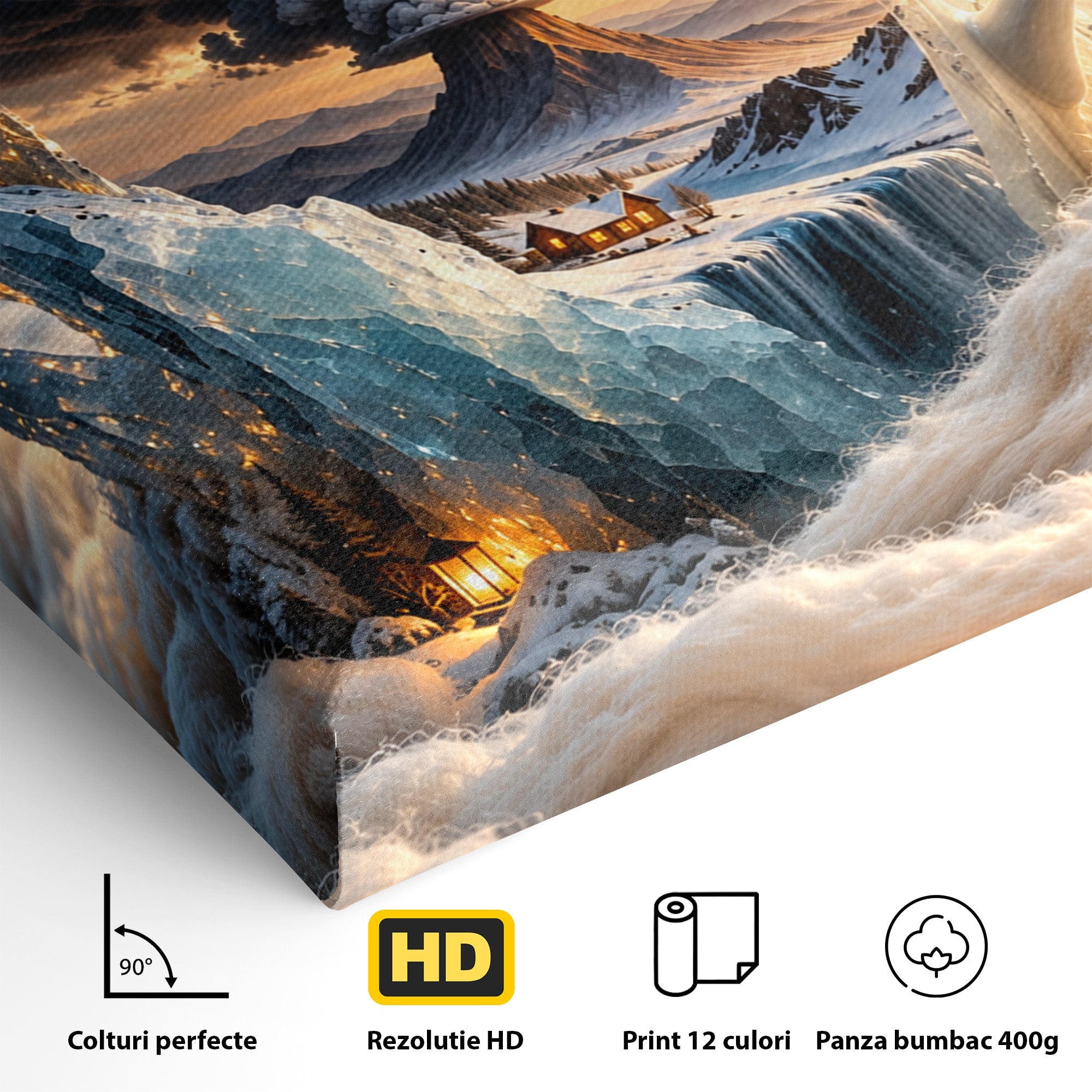 Tablou Canvas Premium LuxCanva® U1213, Cana Magica Cu Vulcan, Peisaj, Fantezie, Dormitor, Cana, Vulcan, Culori Vibrante