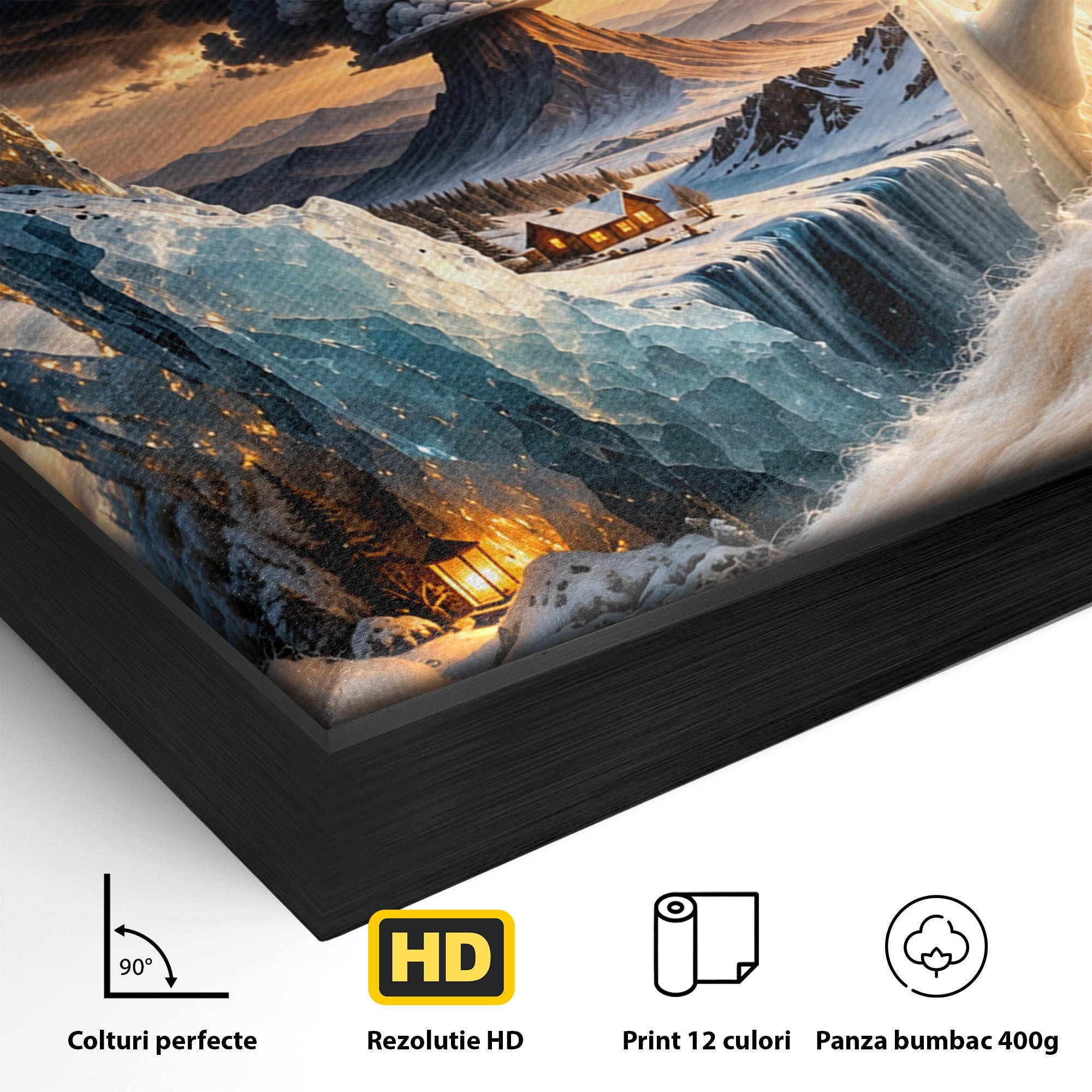 Tablou Canvas Premium LuxCanva® U1213, Cana Magica Cu Vulcan, Peisaj, Fantezie, Dormitor, Cana, Vulcan, Culori Vibrante