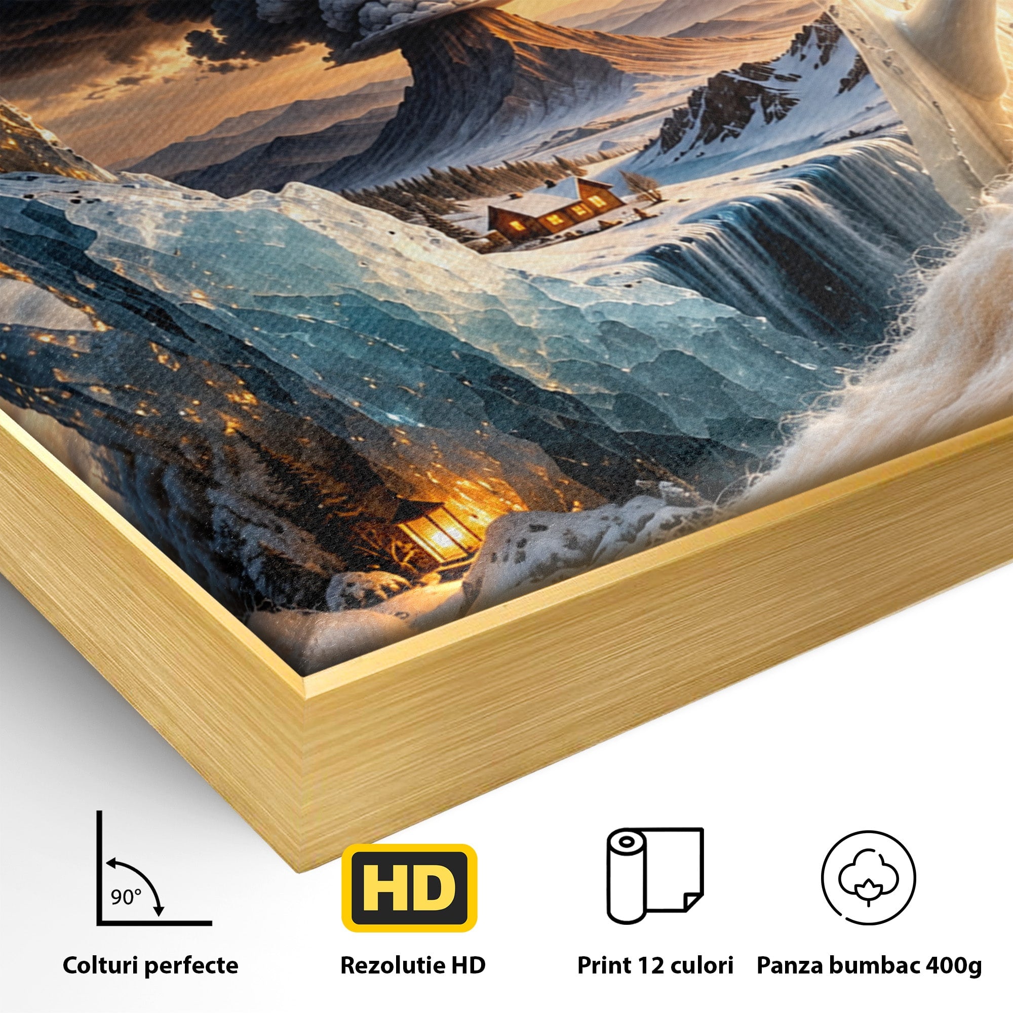 Tablou Canvas Premium LuxCanva® U1213, Cana Magica Cu Vulcan, Peisaj, Fantezie, Dormitor, Cana, Vulcan, Culori Vibrante