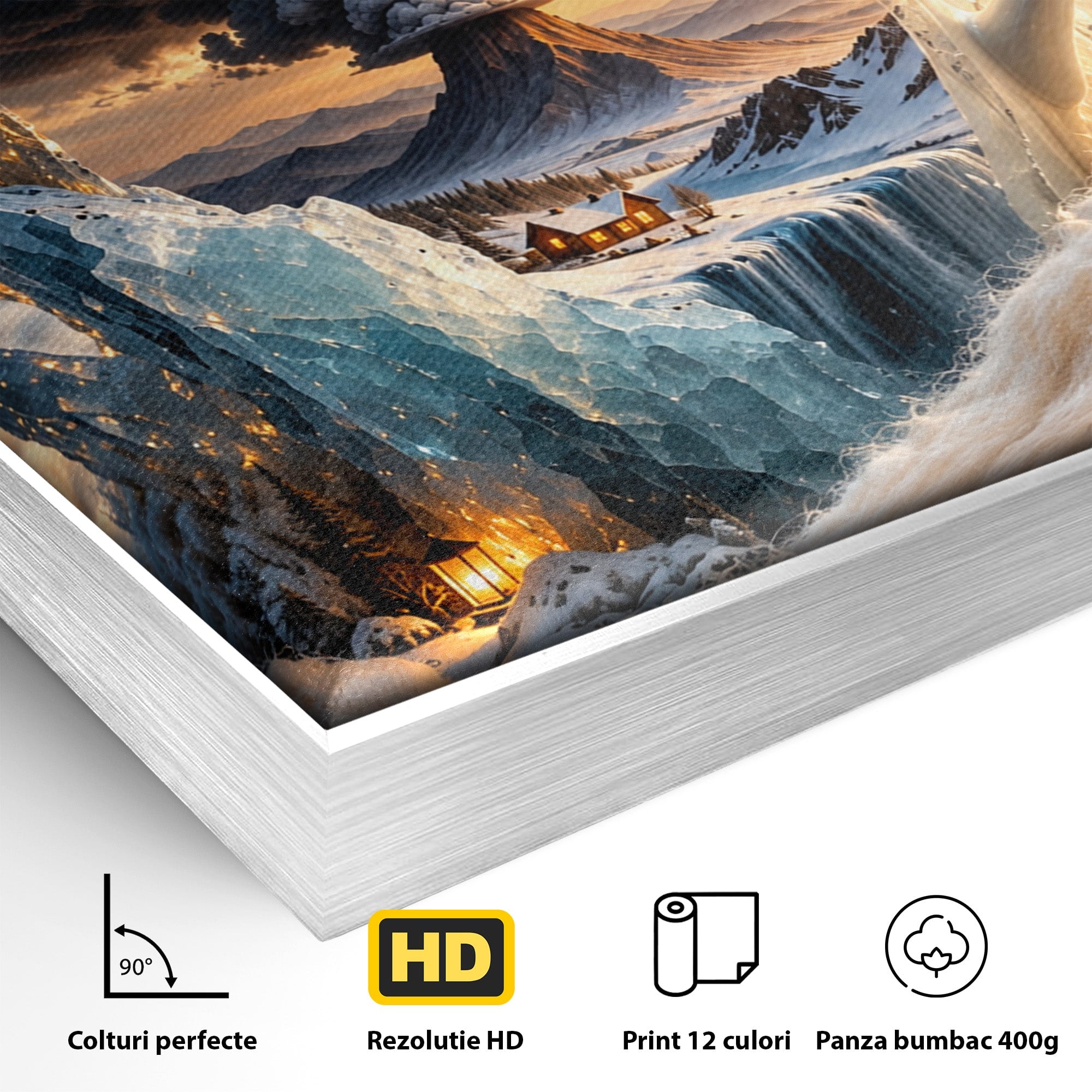 Tablou Canvas Premium LuxCanva® U1213, Cana Magica Cu Vulcan, Peisaj, Fantezie, Dormitor, Cana, Vulcan, Culori Vibrante