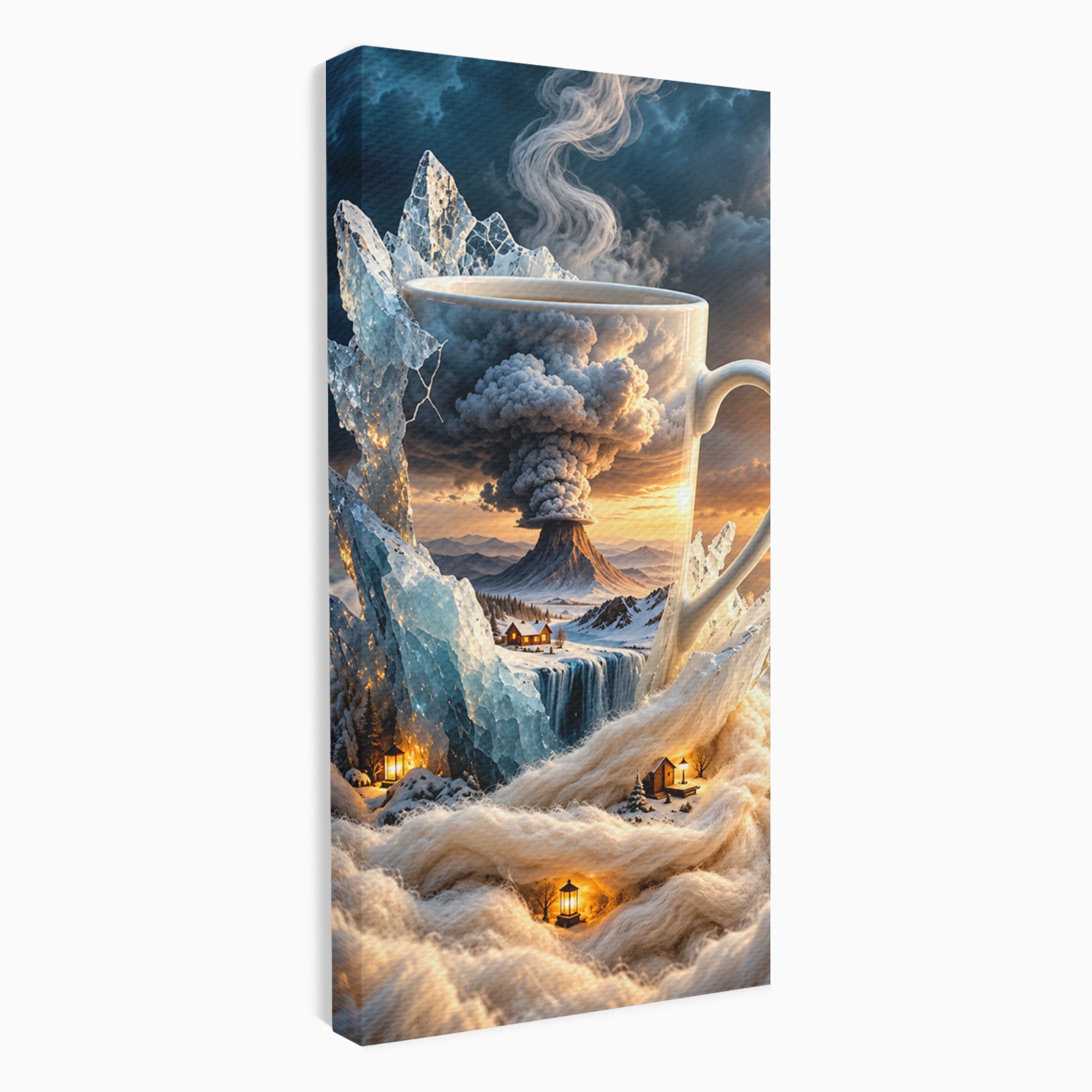 Tablou Canvas Premium LuxCanva® U1213, Cana Magica Cu Vulcan, Peisaj, Fantezie, Dormitor, Cana, Vulcan, Culori Vibrante