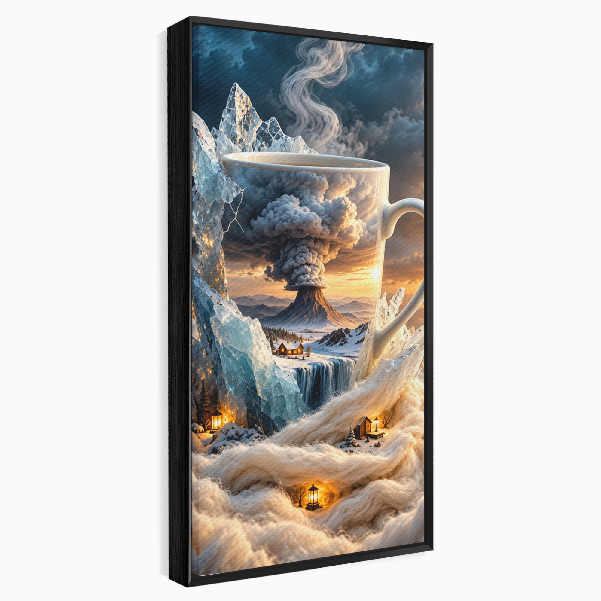 Tablou Canvas Premium LuxCanva® U1213, Cana Magica Cu Vulcan, Peisaj, Fantezie, Dormitor, Cana, Vulcan, Culori Vibrante