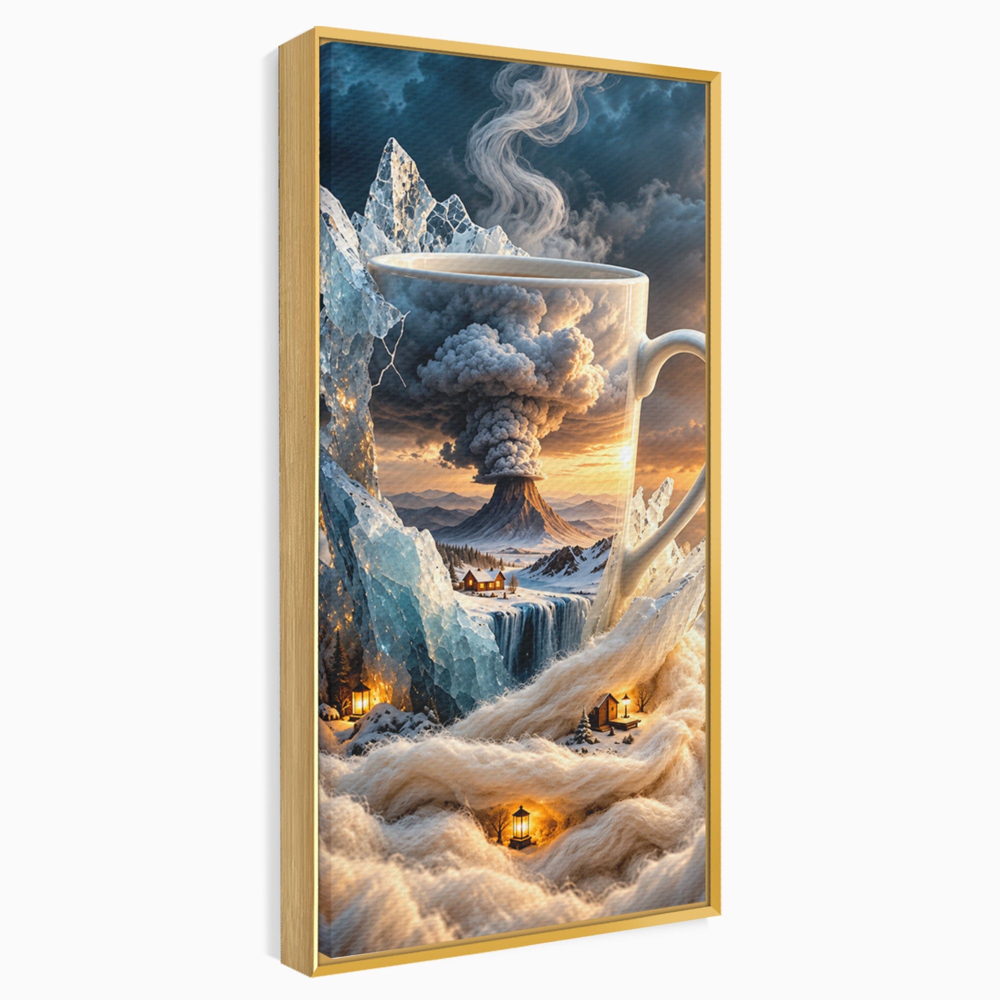 Tablou Canvas Premium LuxCanva® U1213, Cana Magica Cu Vulcan, Peisaj, Fantezie, Dormitor, Cana, Vulcan, Culori Vibrante