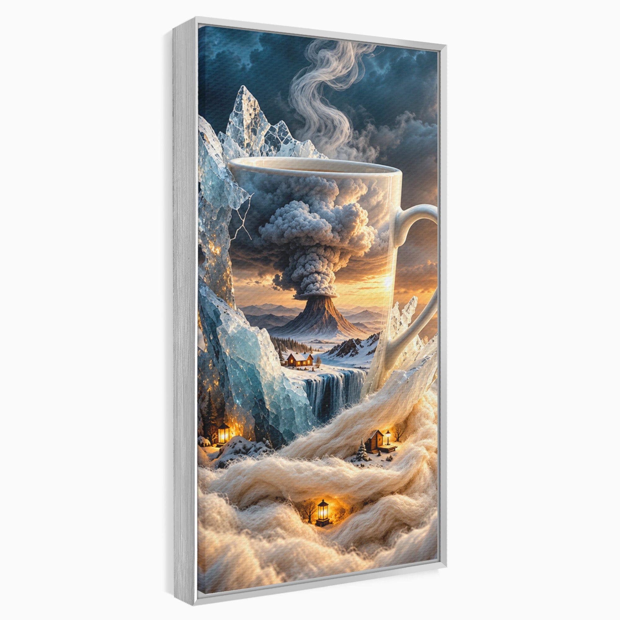 Tablou Canvas Premium LuxCanva® U1213, Cana Magica Cu Vulcan, Peisaj, Fantezie, Dormitor, Cana, Vulcan, Culori Vibrante