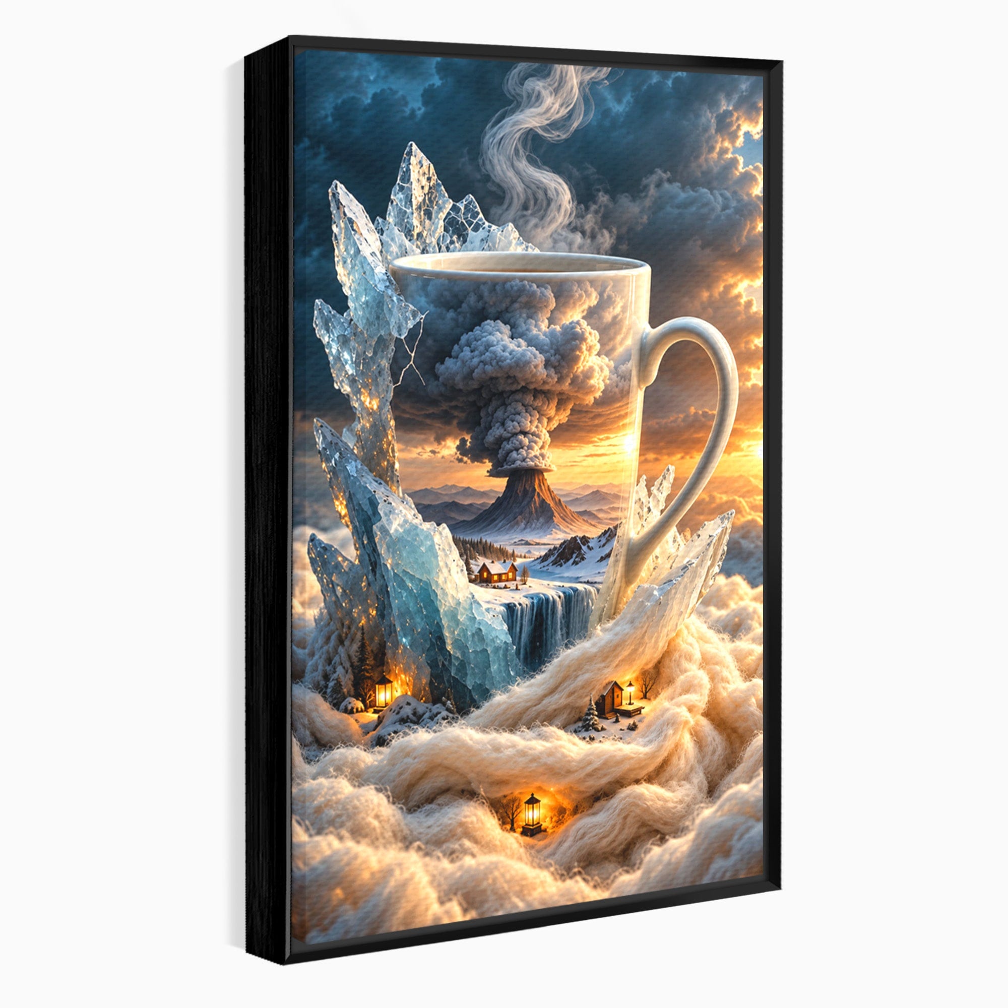 Tablou Canvas Premium LuxCanva® U1213, Cana Magica Cu Vulcan, Peisaj, Fantezie, Dormitor, Cana, Vulcan, Culori Vibrante