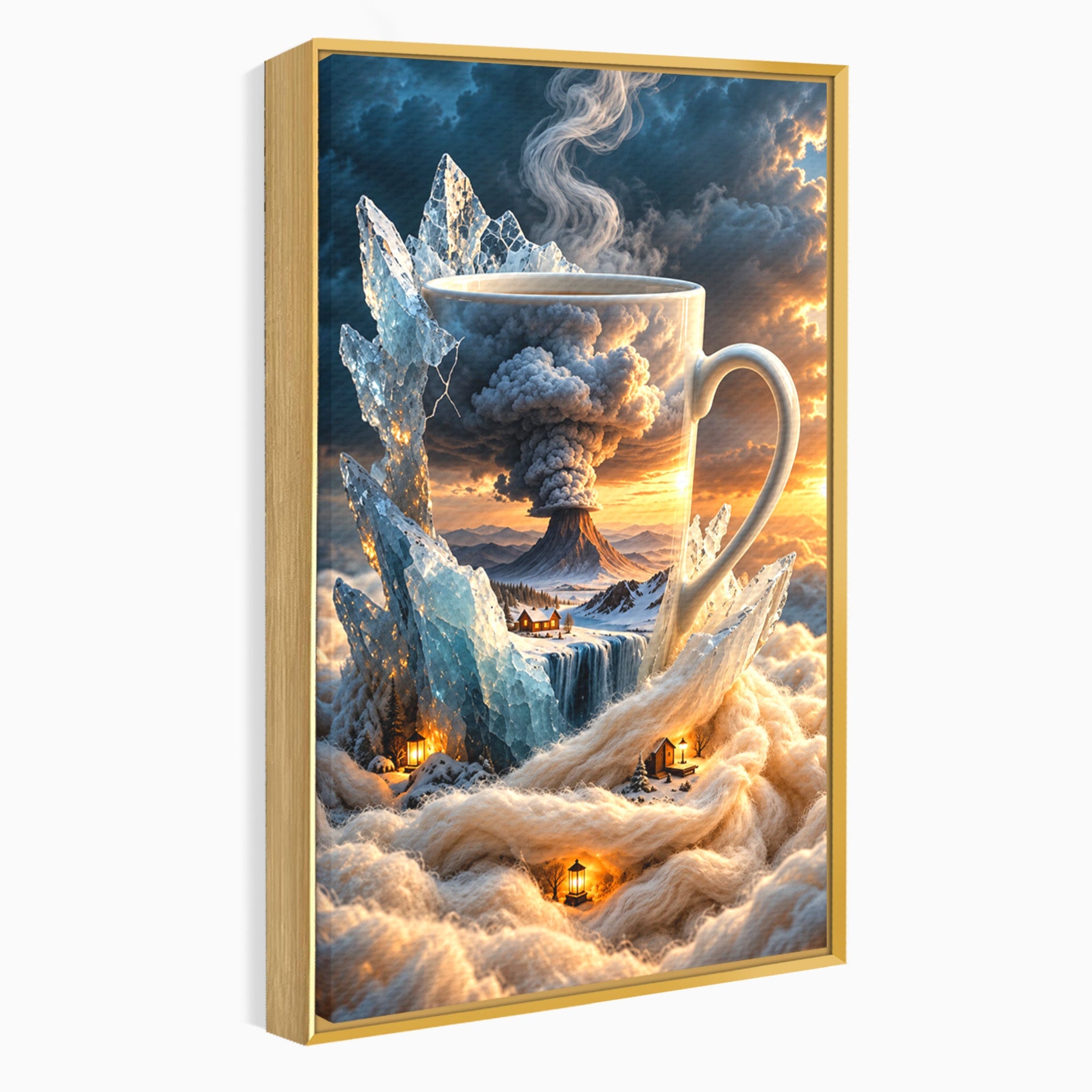 Tablou Canvas Premium LuxCanva® U1213, Cana Magica Cu Vulcan, Peisaj, Fantezie, Dormitor, Cana, Vulcan, Culori Vibrante