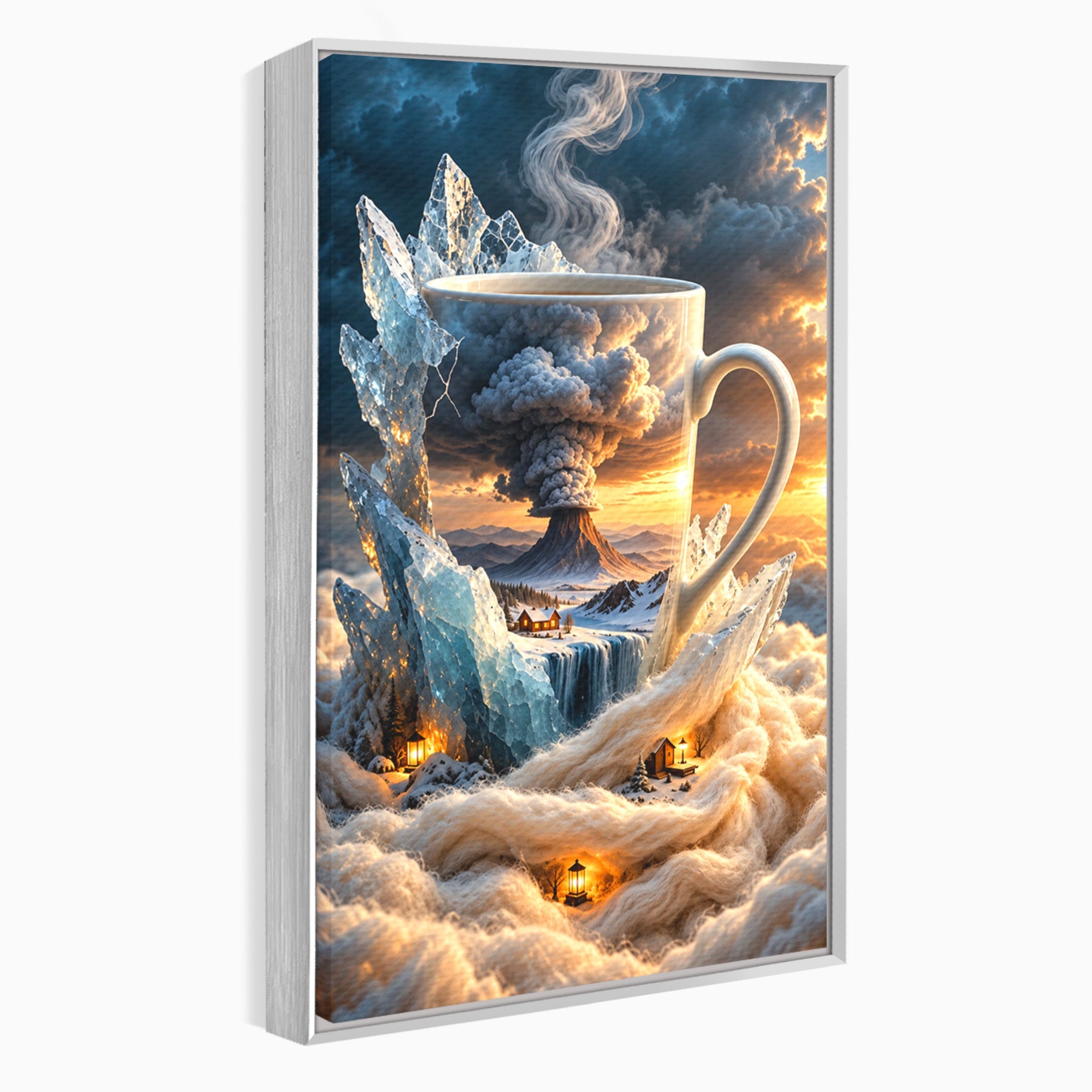 Tablou Canvas Premium LuxCanva® U1213, Cana Magica Cu Vulcan, Peisaj, Fantezie, Dormitor, Cana, Vulcan, Culori Vibrante