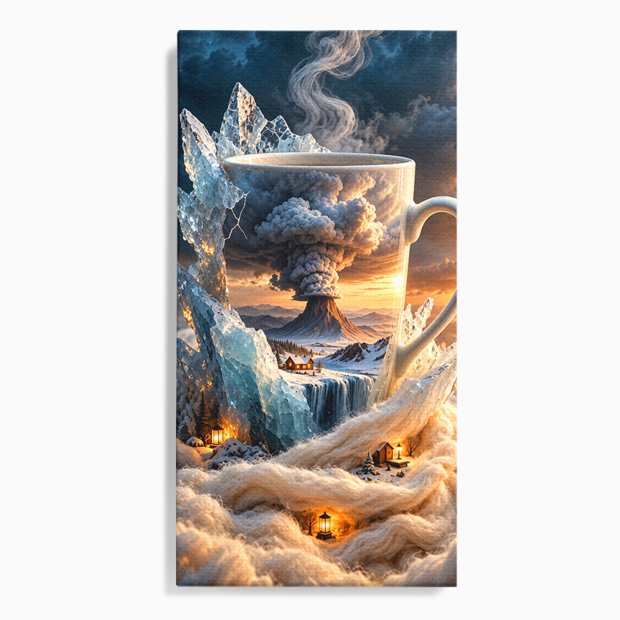 Tablou Canvas Premium LuxCanva® U1213, Cana Magica Cu Vulcan, Peisaj, Fantezie, Dormitor, Cana, Vulcan, Culori Vibrante
