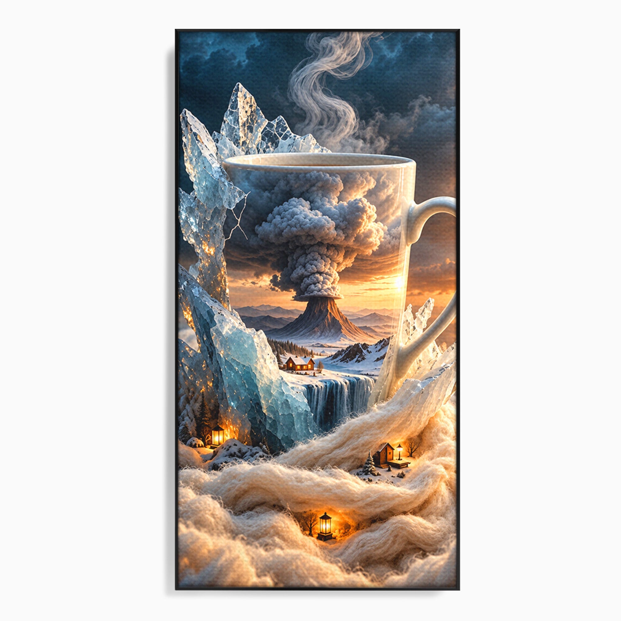 Tablou Canvas Premium LuxCanva® U1213, Cana Magica Cu Vulcan, Peisaj, Fantezie, Dormitor, Cana, Vulcan, Culori Vibrante