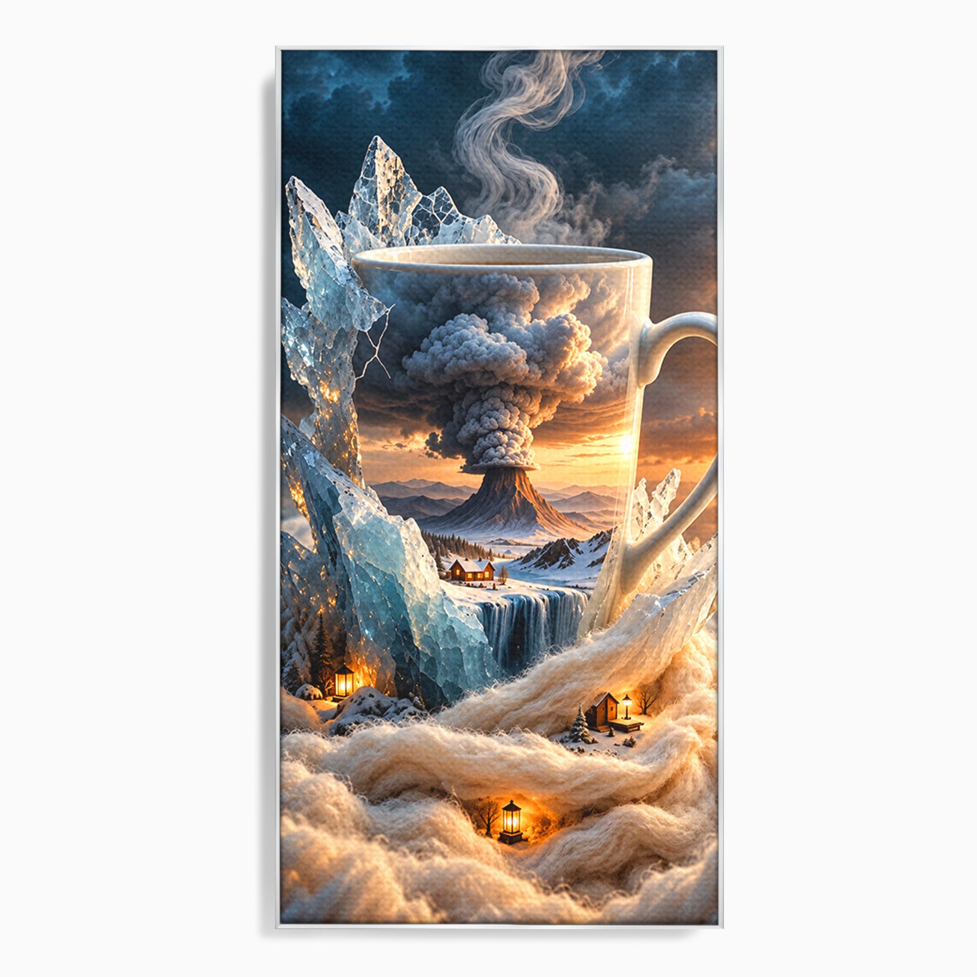 Tablou Canvas Premium LuxCanva® U1213, Cana Magica Cu Vulcan, Peisaj, Fantezie, Dormitor, Cana, Vulcan, Culori Vibrante