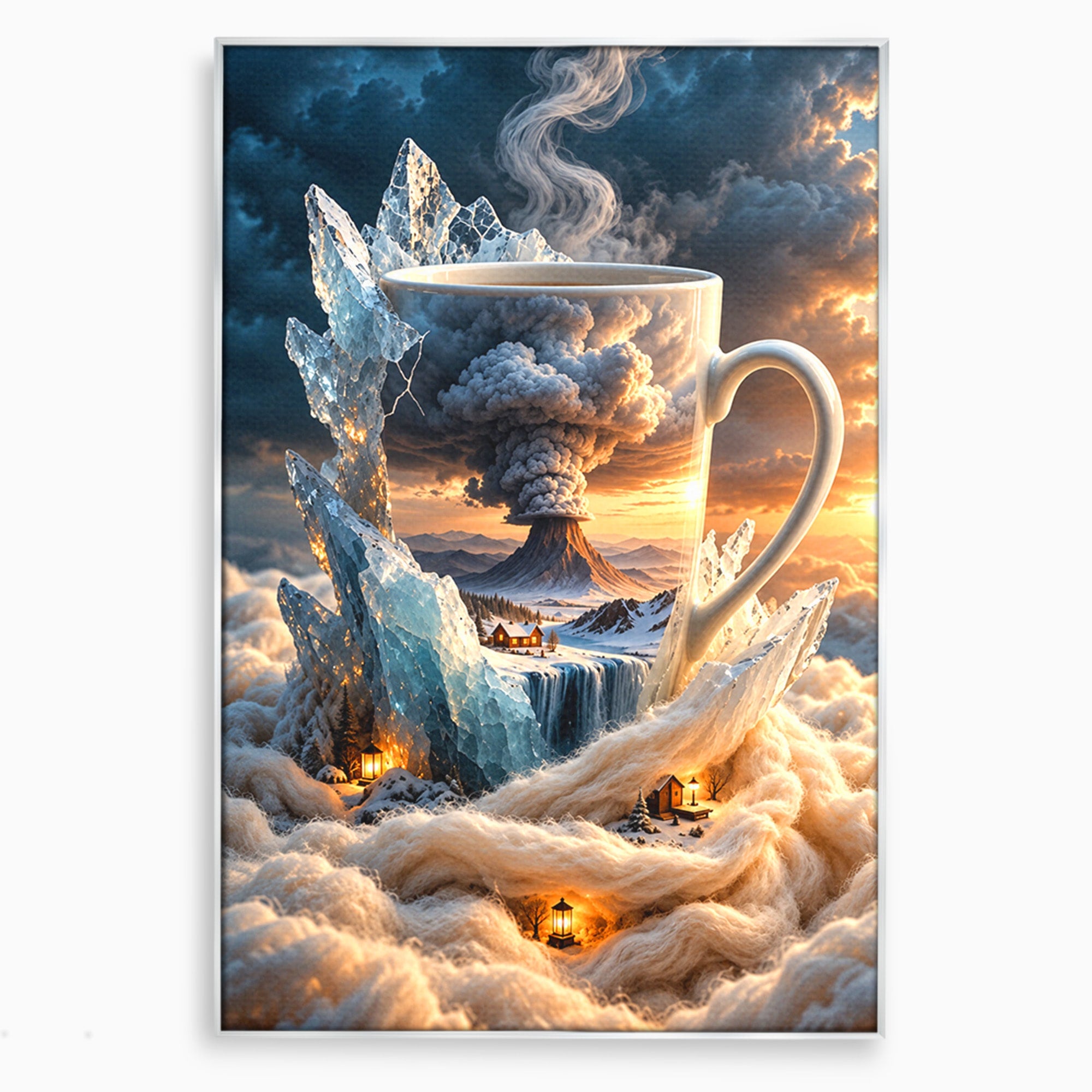 Tablou Canvas Premium LuxCanva® U1213, Cana Magica Cu Vulcan, Peisaj, Fantezie, Dormitor, Cana, Vulcan, Culori Vibrante