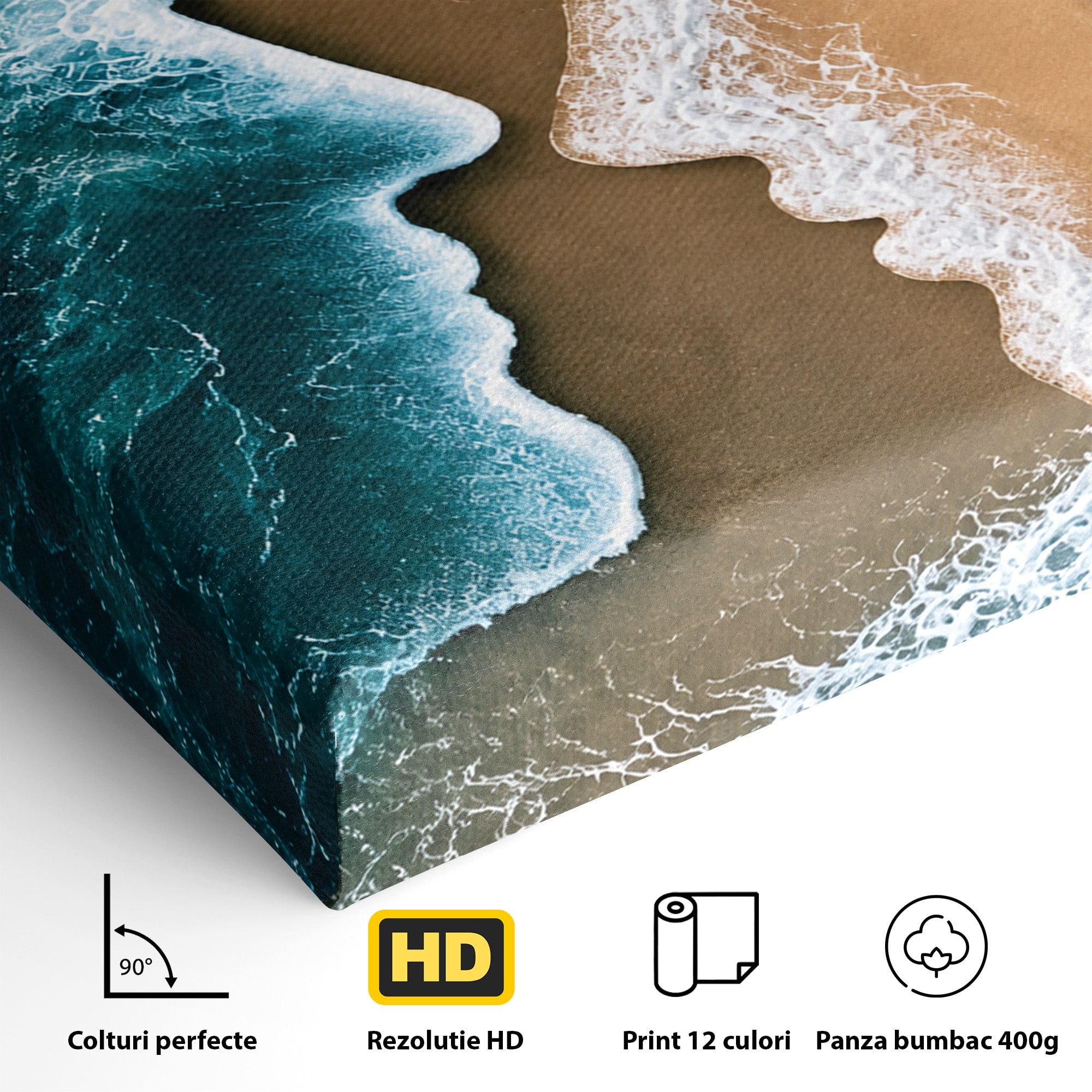 Tablou Canvas Premium LuxCanva® U1214, Valuri In Forma De Chipuri, Ocean, Creativ, Valuri, Chipuri, Dormitor, Living, Culori Vibrante