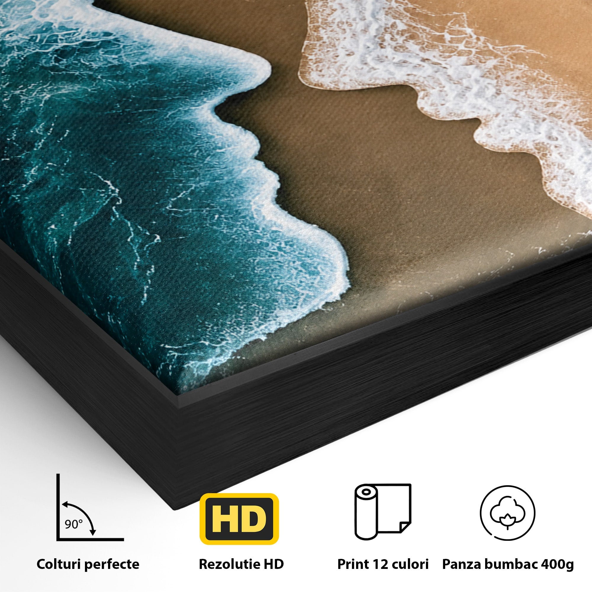 Tablou Canvas Premium LuxCanva® U1214, Valuri In Forma De Chipuri, Ocean, Creativ, Valuri, Chipuri, Dormitor, Living, Culori Vibrante