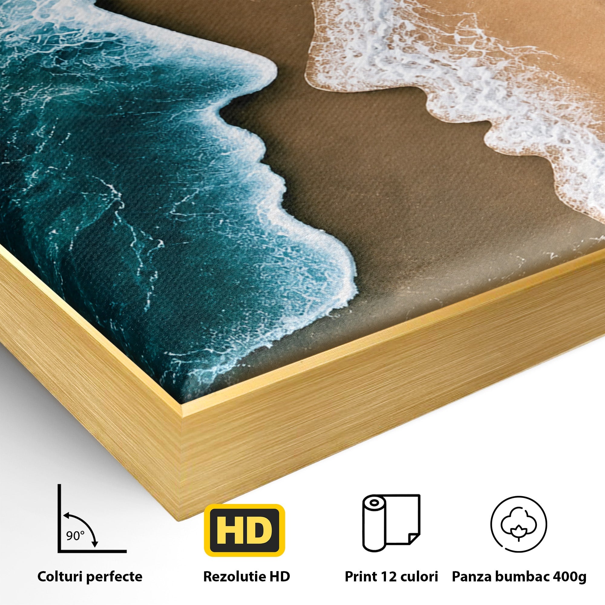 Tablou Canvas Premium LuxCanva® U1214, Valuri In Forma De Chipuri, Ocean, Creativ, Valuri, Chipuri, Dormitor, Living, Culori Vibrante