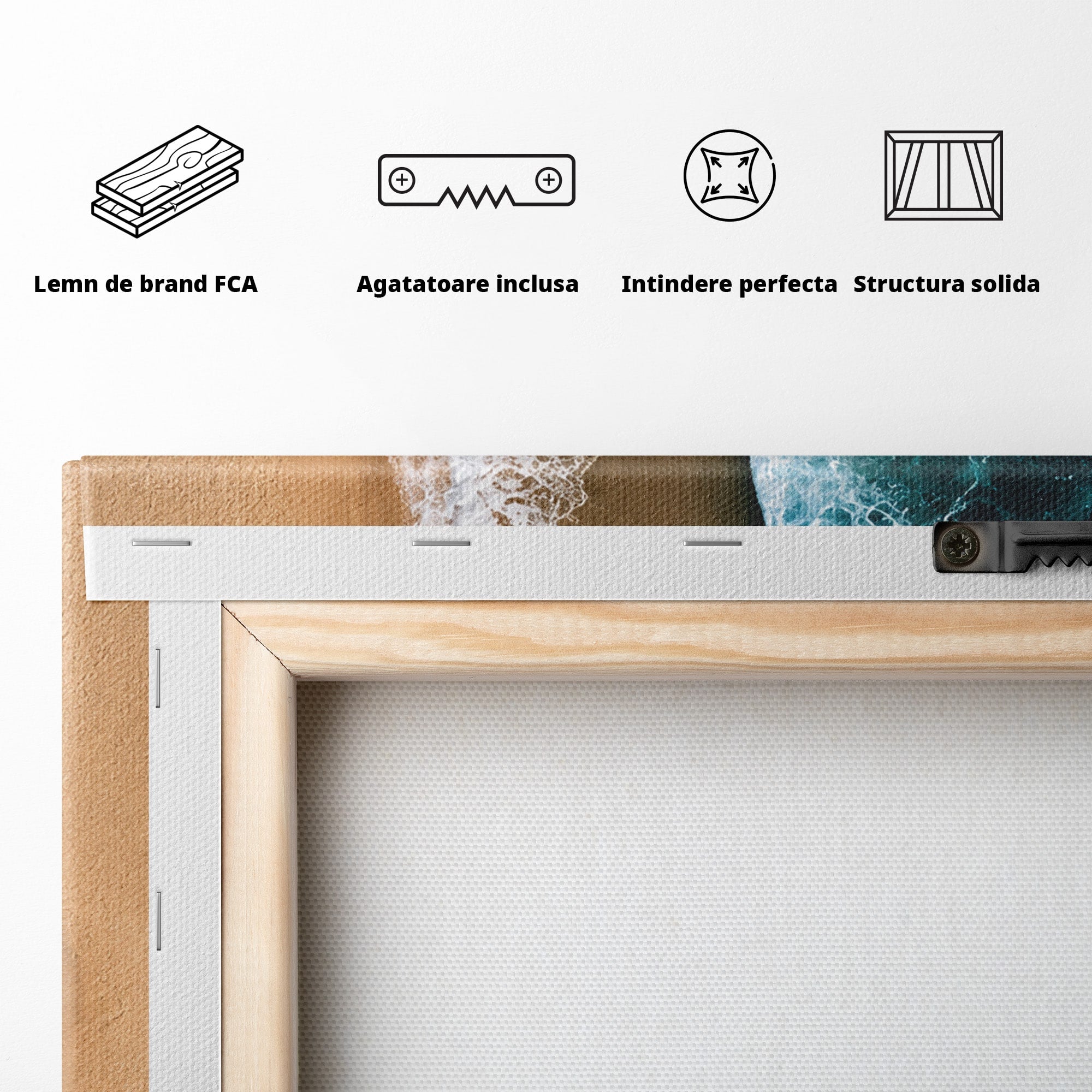 Tablou Canvas Premium LuxCanva® U1214, Valuri In Forma De Chipuri, Ocean, Creativ, Valuri, Chipuri, Dormitor, Living, Culori Vibrante