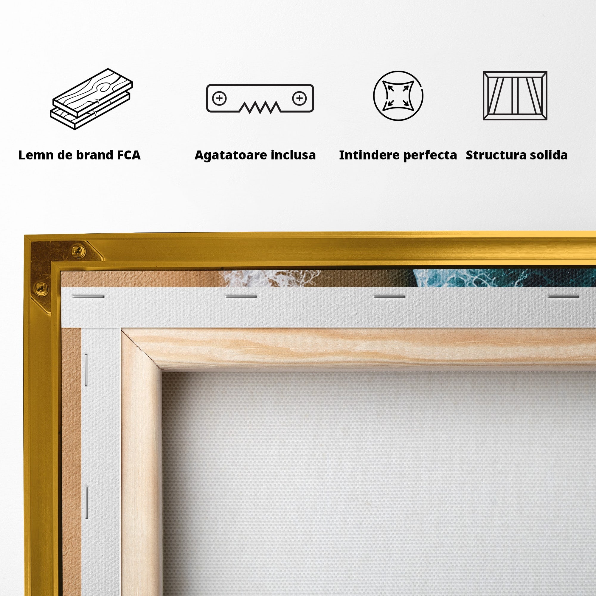 Tablou Canvas Premium LuxCanva® U1214, Valuri In Forma De Chipuri, Ocean, Creativ, Valuri, Chipuri, Dormitor, Living, Culori Vibrante