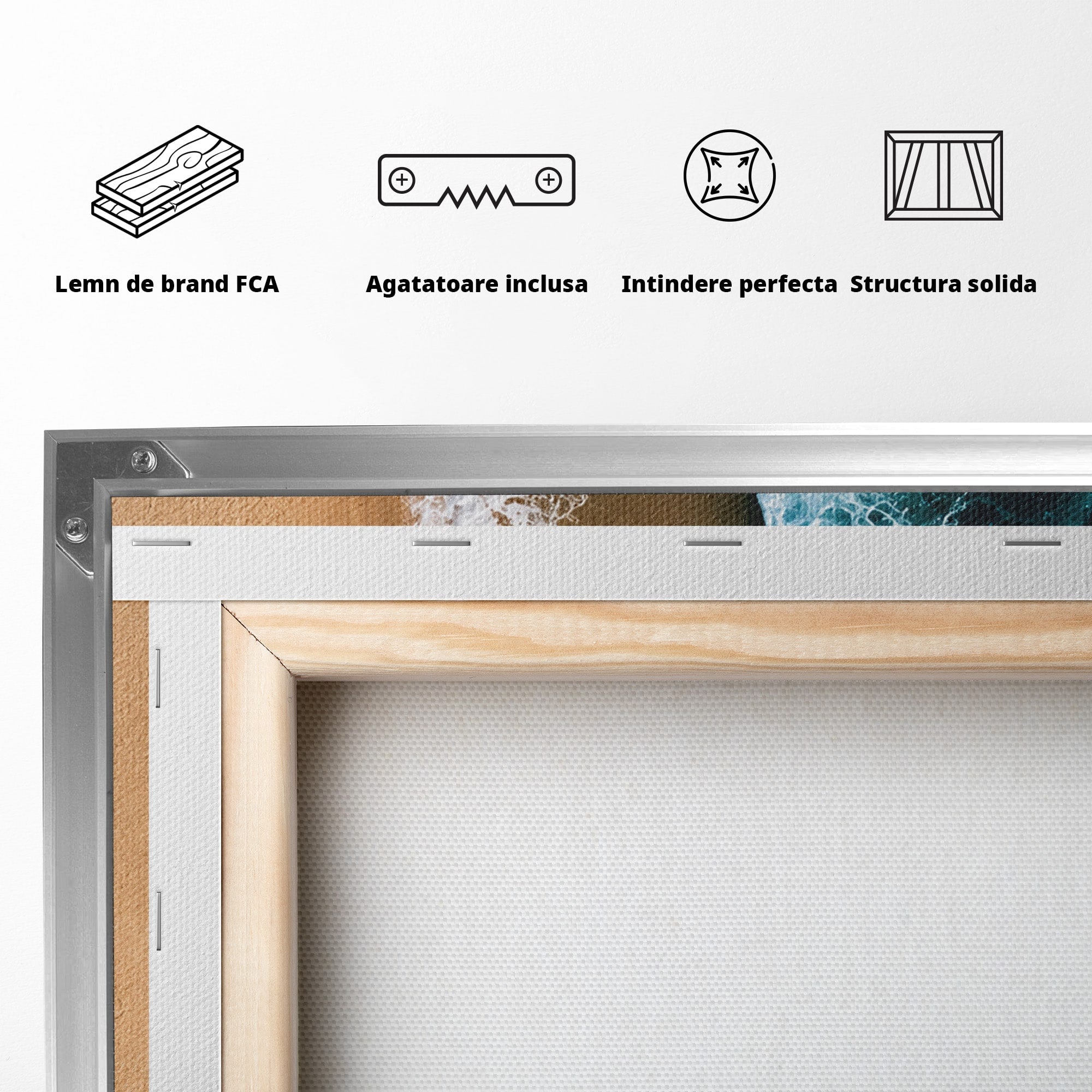 Tablou Canvas Premium LuxCanva® U1214, Valuri In Forma De Chipuri, Ocean, Creativ, Valuri, Chipuri, Dormitor, Living, Culori Vibrante